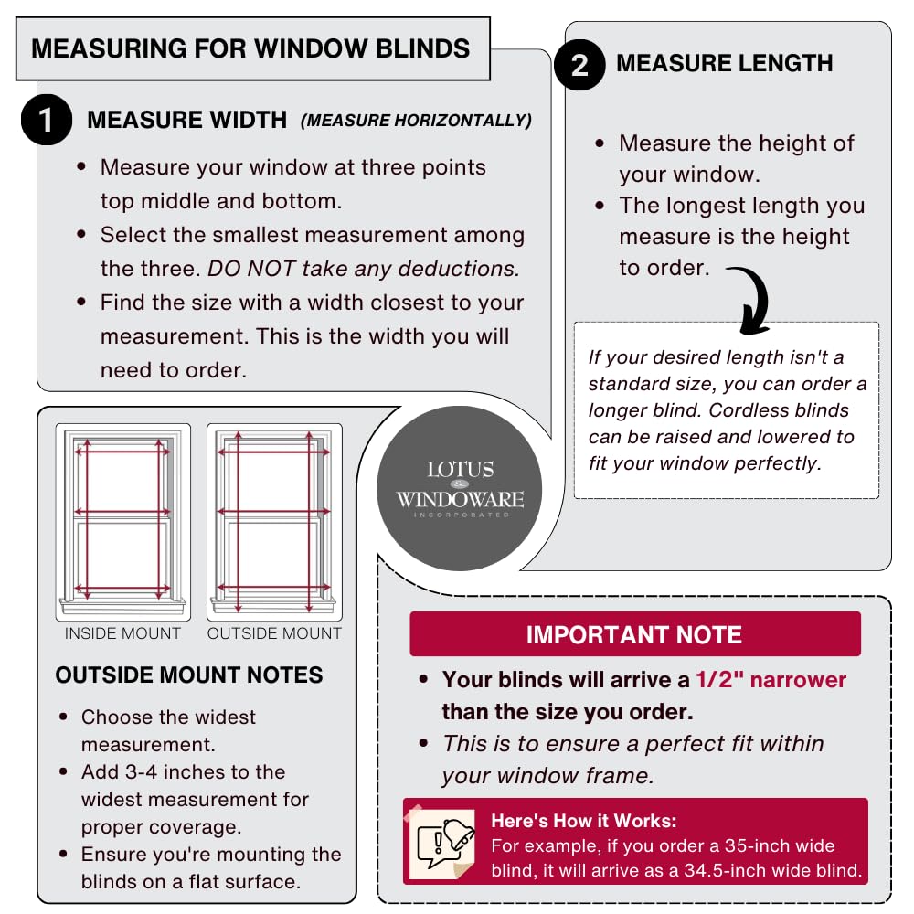 LOTUS & WINDOWARE cordless mini blind ideal for home office and campers