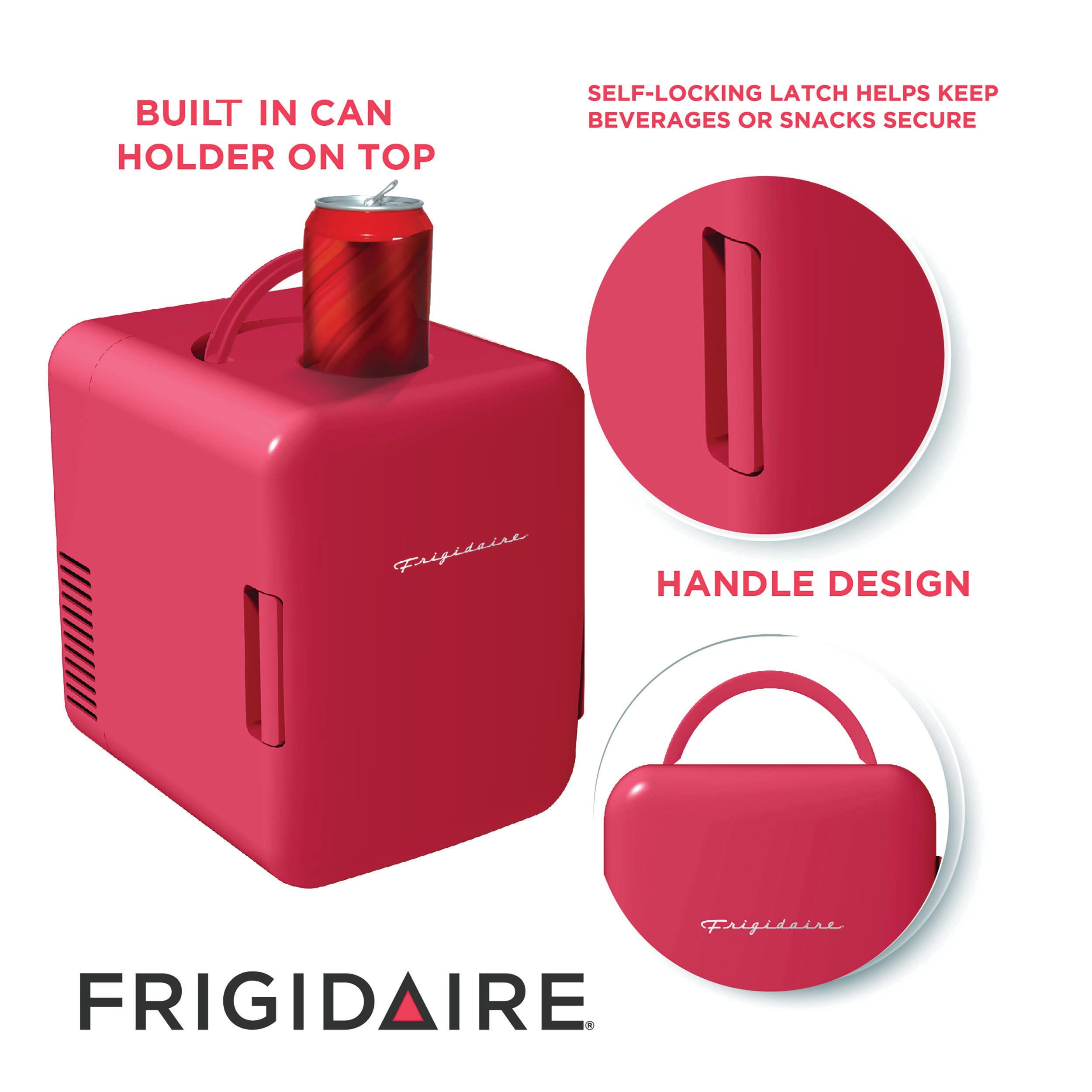 Office ready red compact beverage refrigerator packaging