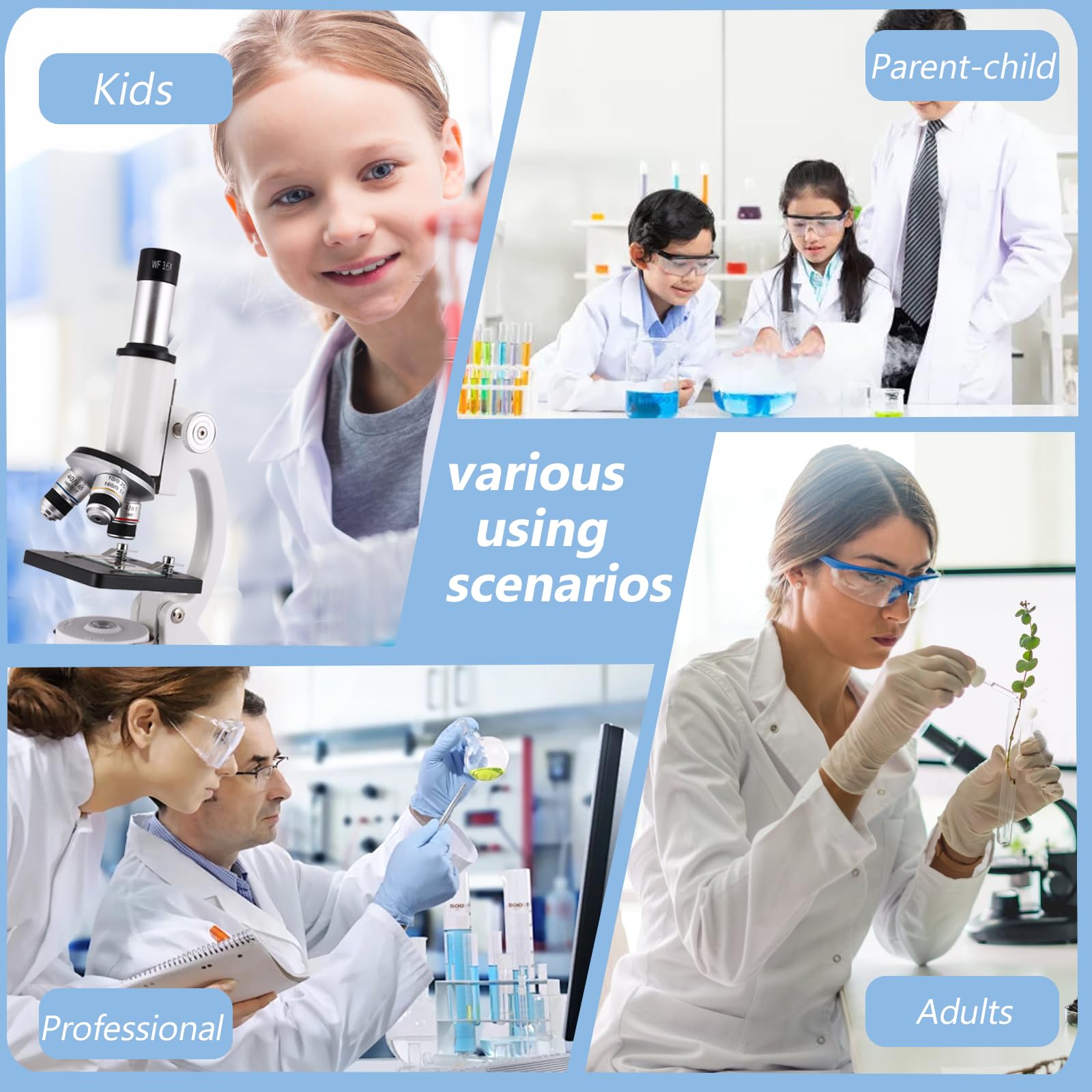 Light White microscope with 40x-2000x magnification range