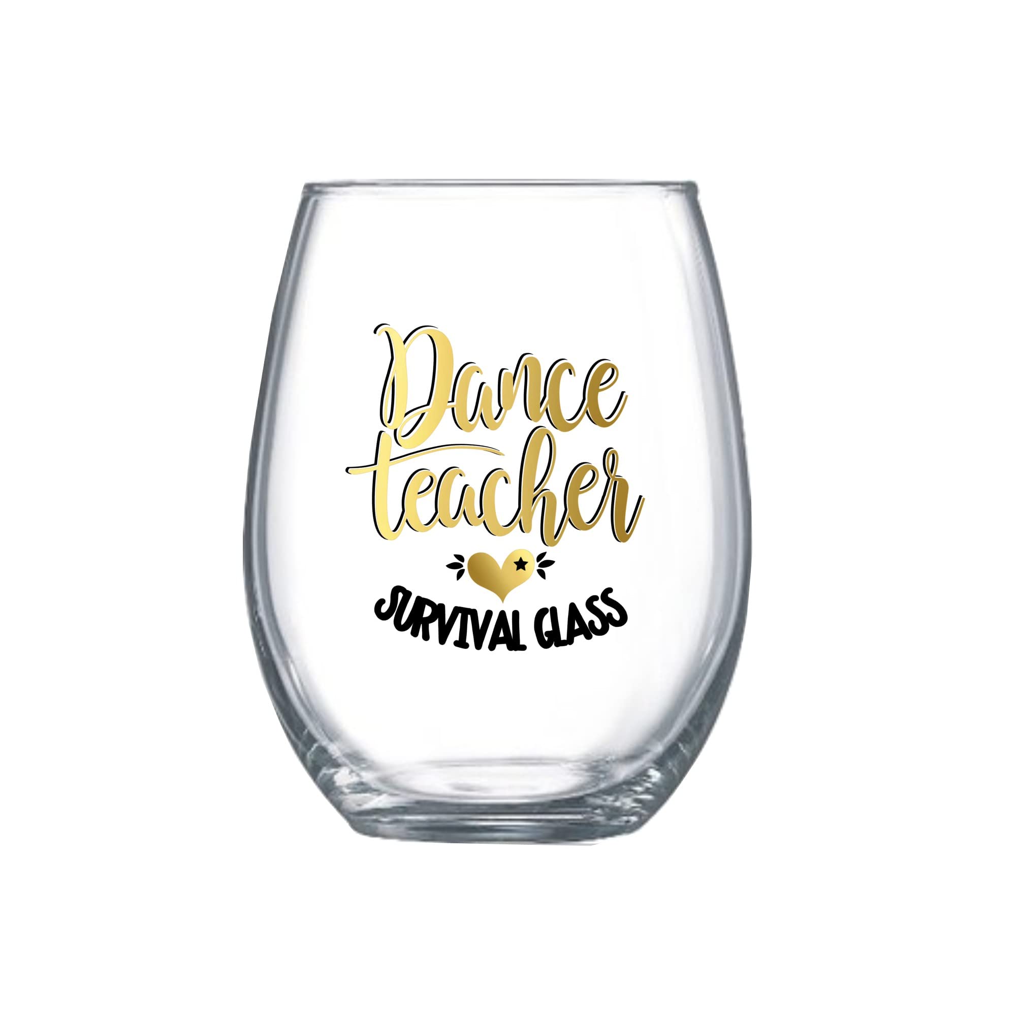Women gift glass 18 oz stemless with glitter design 0065