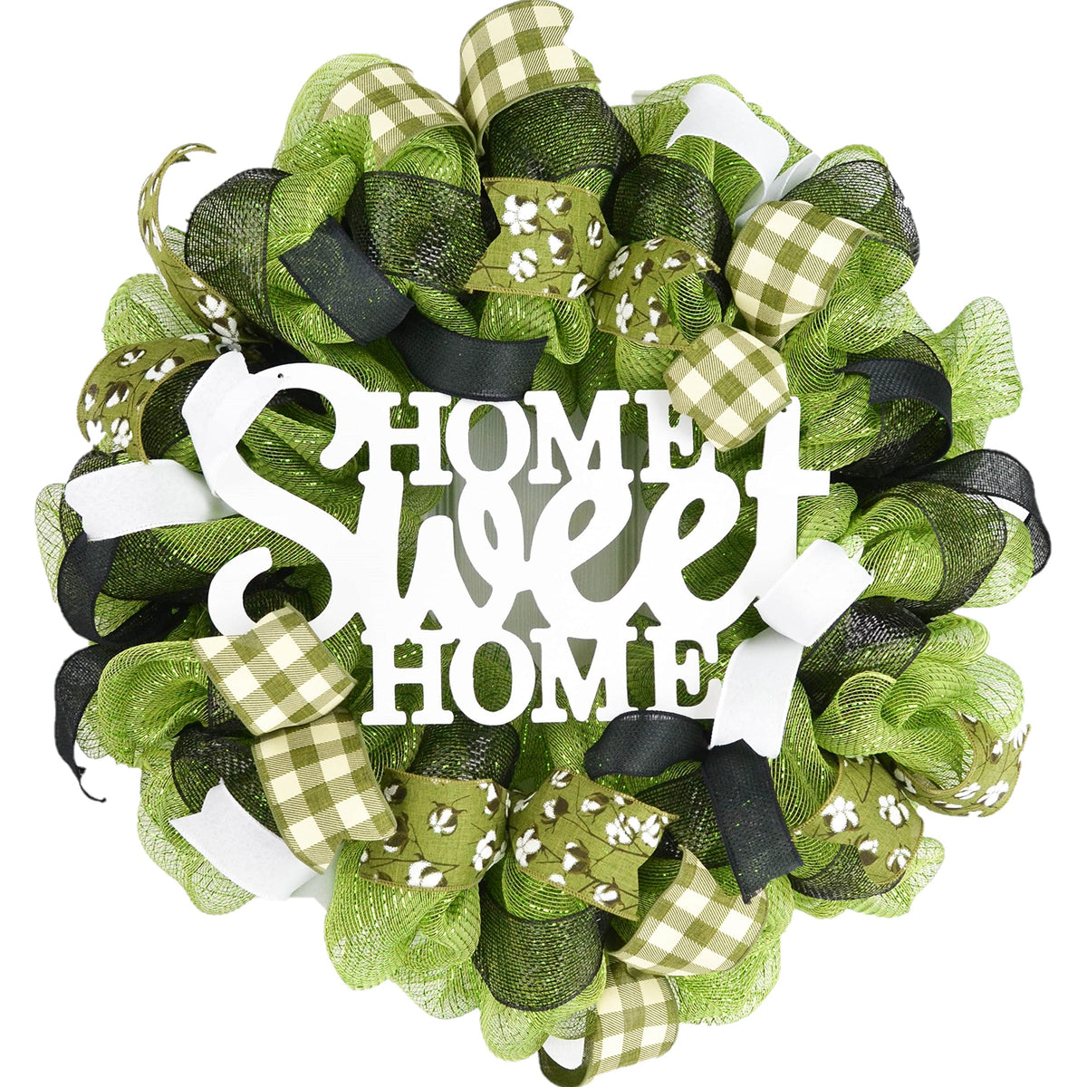 Home Sweet Home Wreath 24 inch round 5 inch deep moss green design