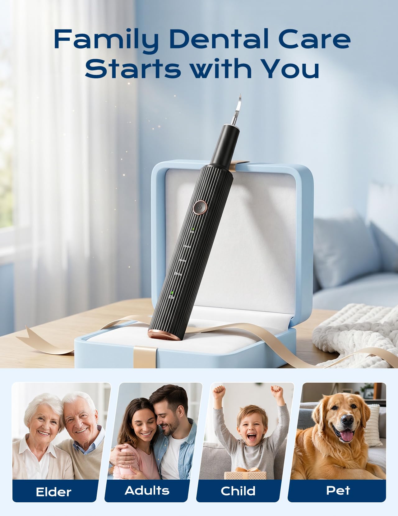 LED illuminated ultrasonic plaque remover packaging