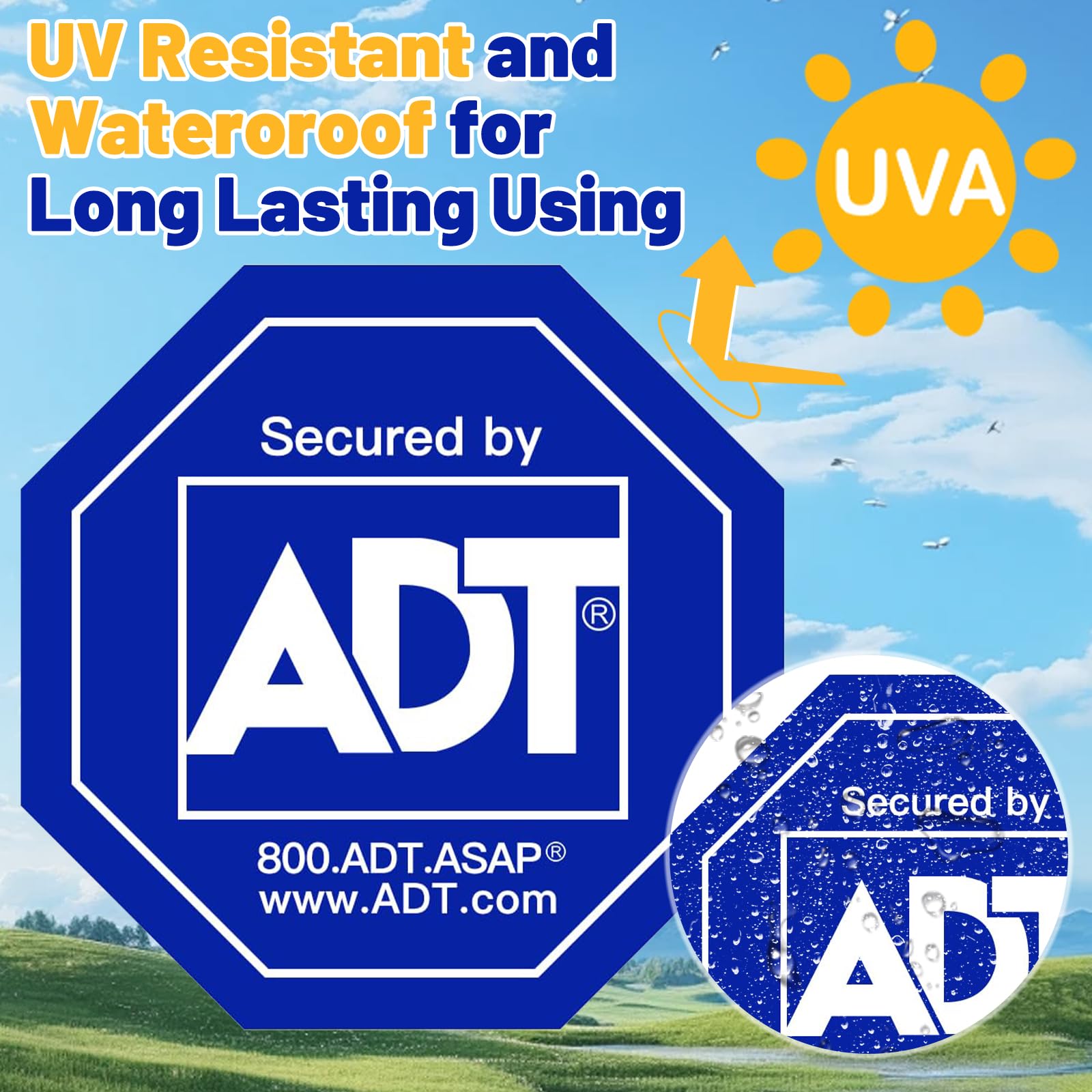 HD printed ADT security stickers with clear graphics