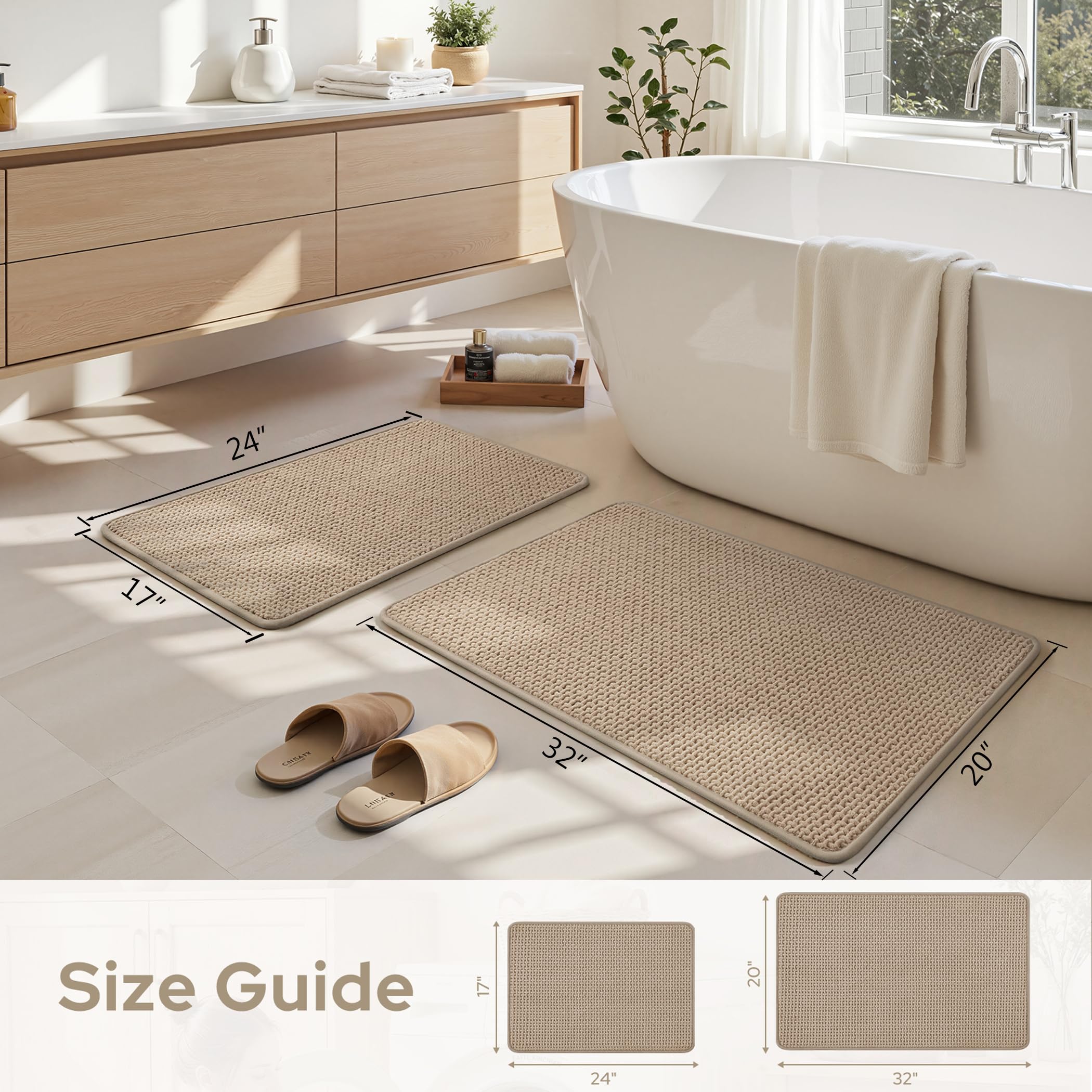homeideas beige bathroom rug set 32x20 rug