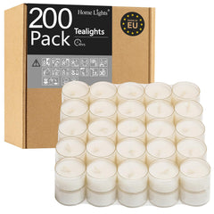 Homelights tea lights candles 200 pack in clear cup