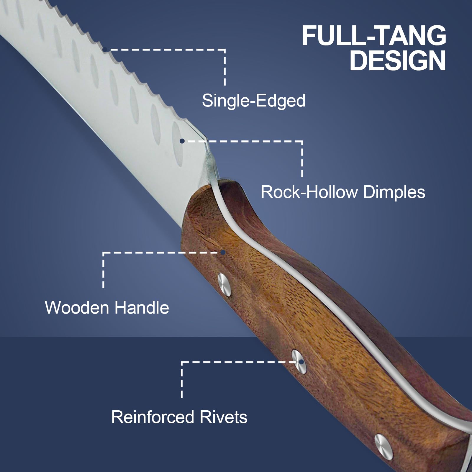 Durable stainless steel bread knife designed for daily cleaning