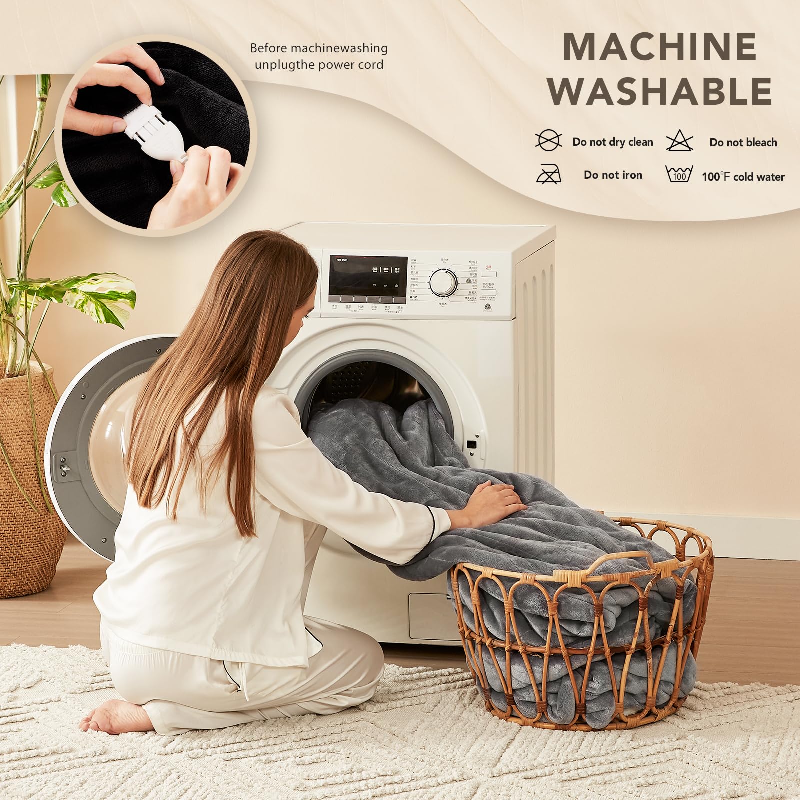 Machine washable Homemate blanket care note