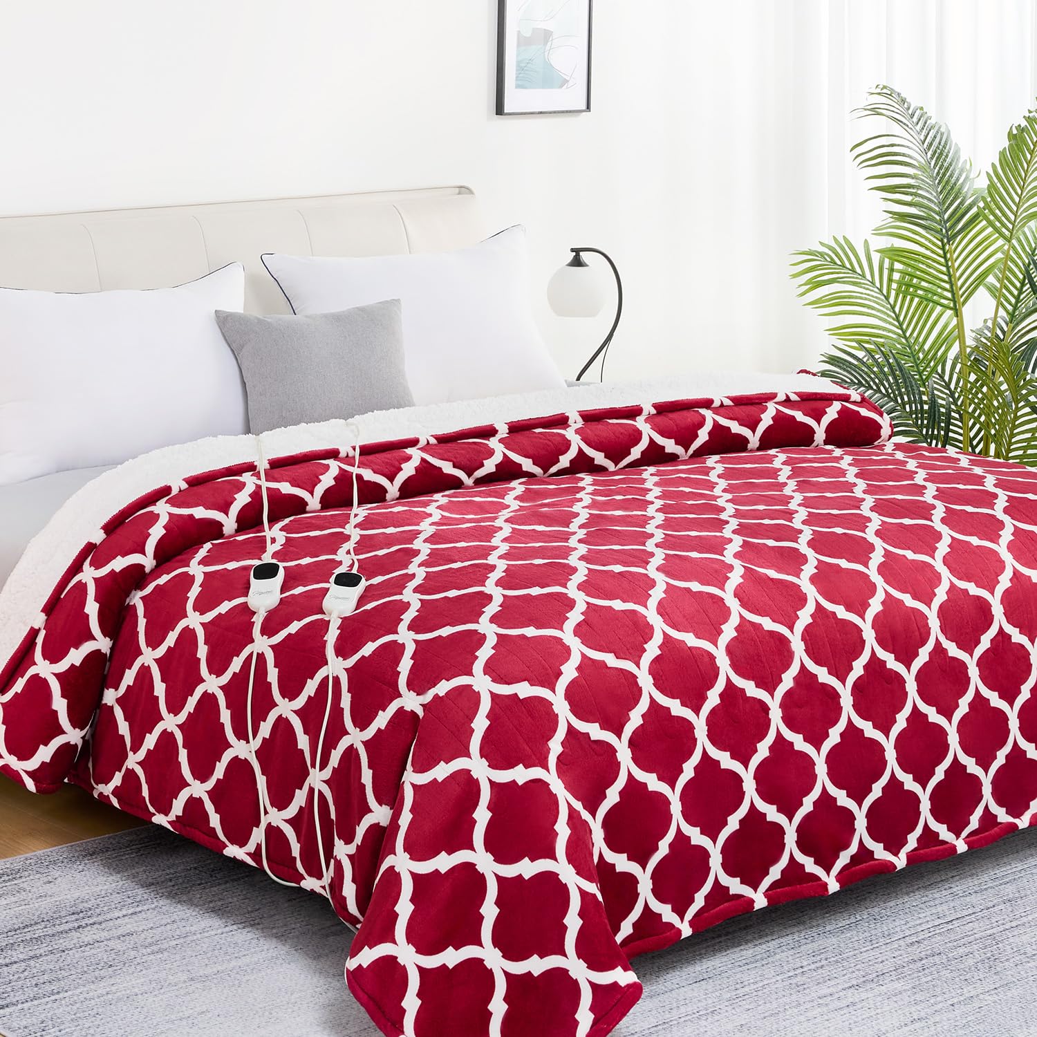 Homemate heated blanket electric queen size with 10 heat levels and 8 hours auto off