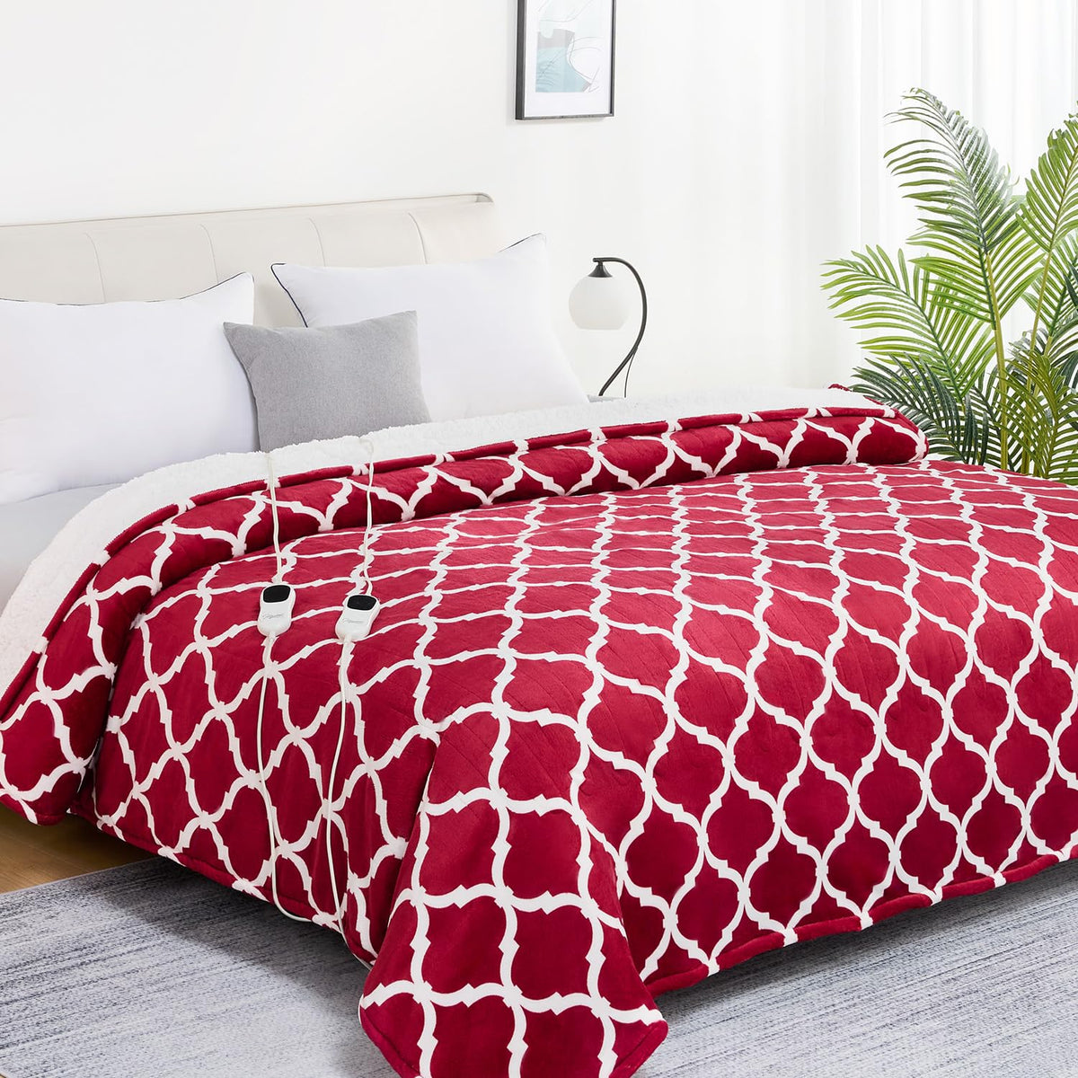 Homemate heated blanket electric queen size with 10 heat levels and 8 hours auto off