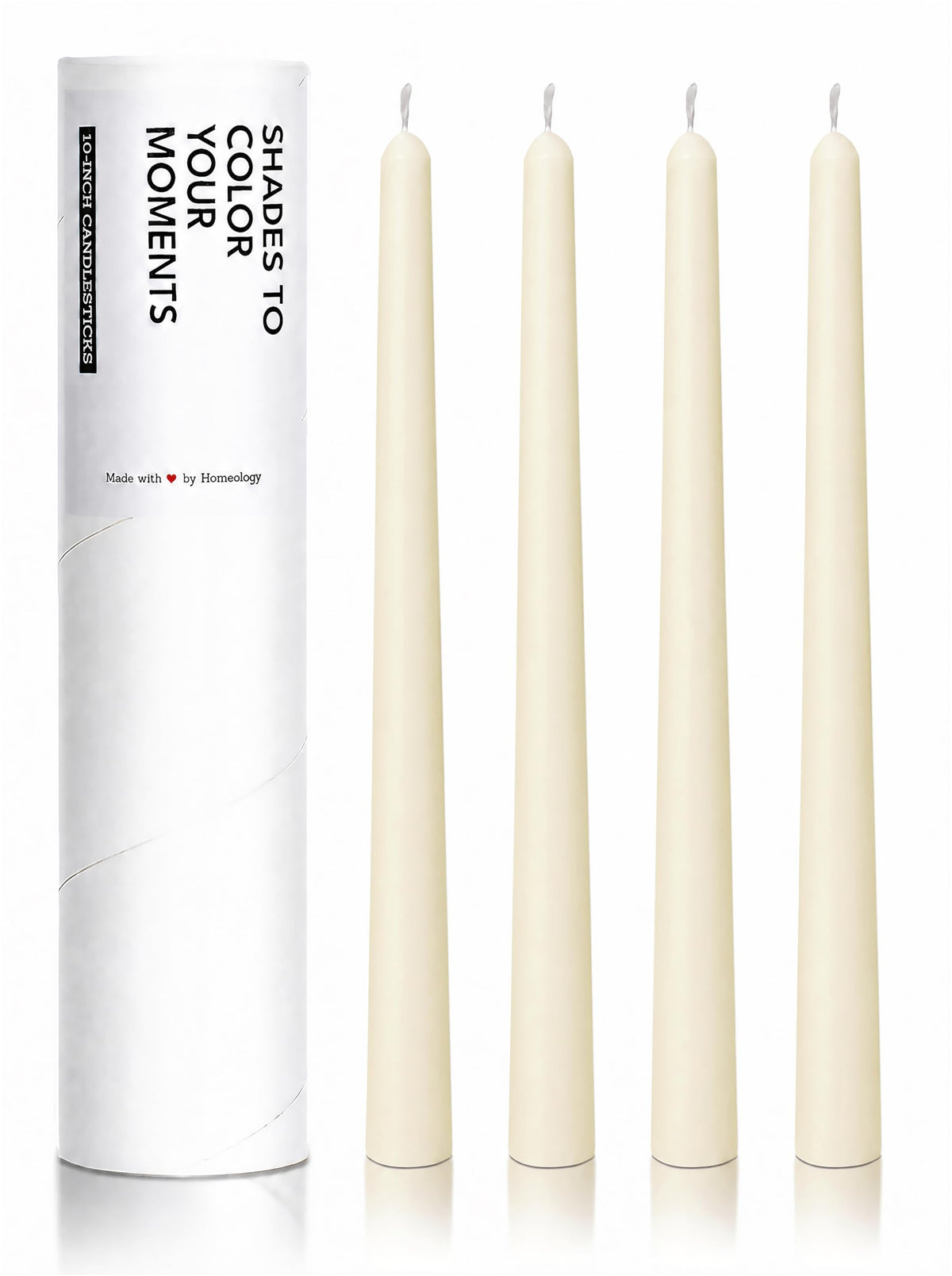 Homeology creamy ivory taper candles 10 inch 4 pack