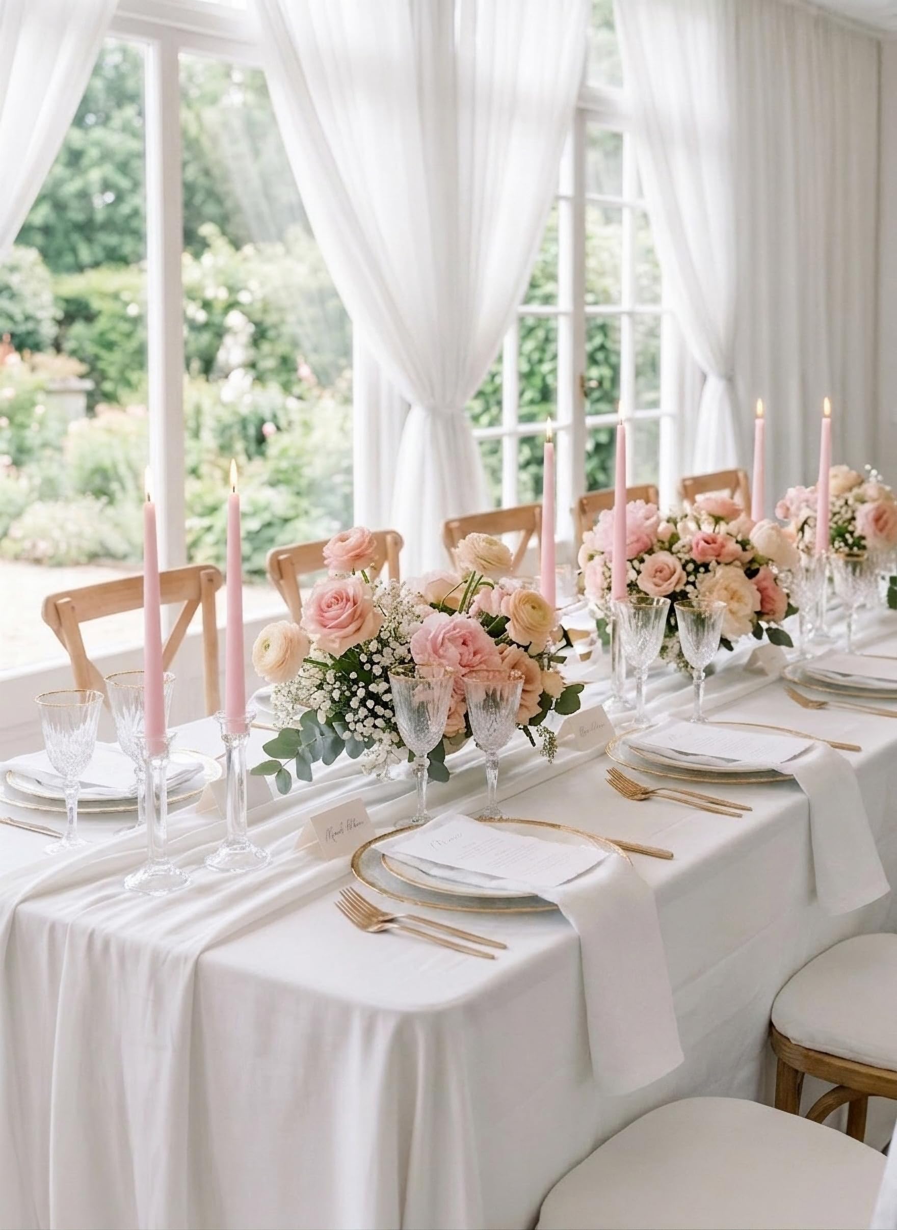 Pale pink unscented taper candles for decorative displays Homeology