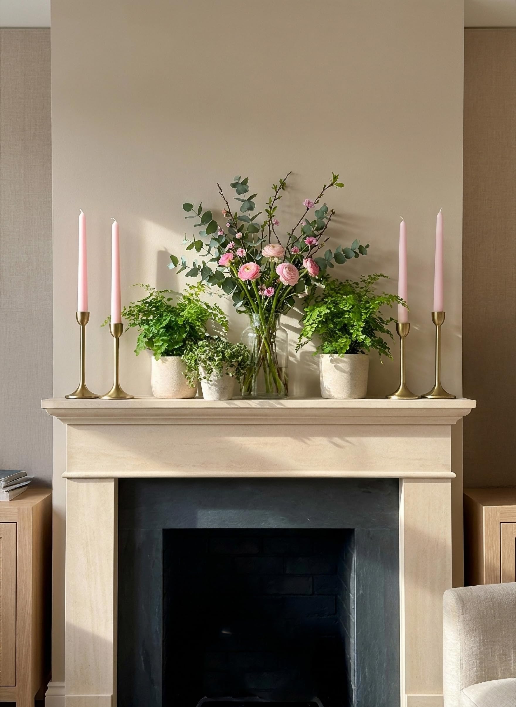 4-pack pale pink taper candles for tall candlesticks Homeology