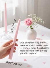 Pale pink unscented taper candles 7-8 hour burn Homeology
