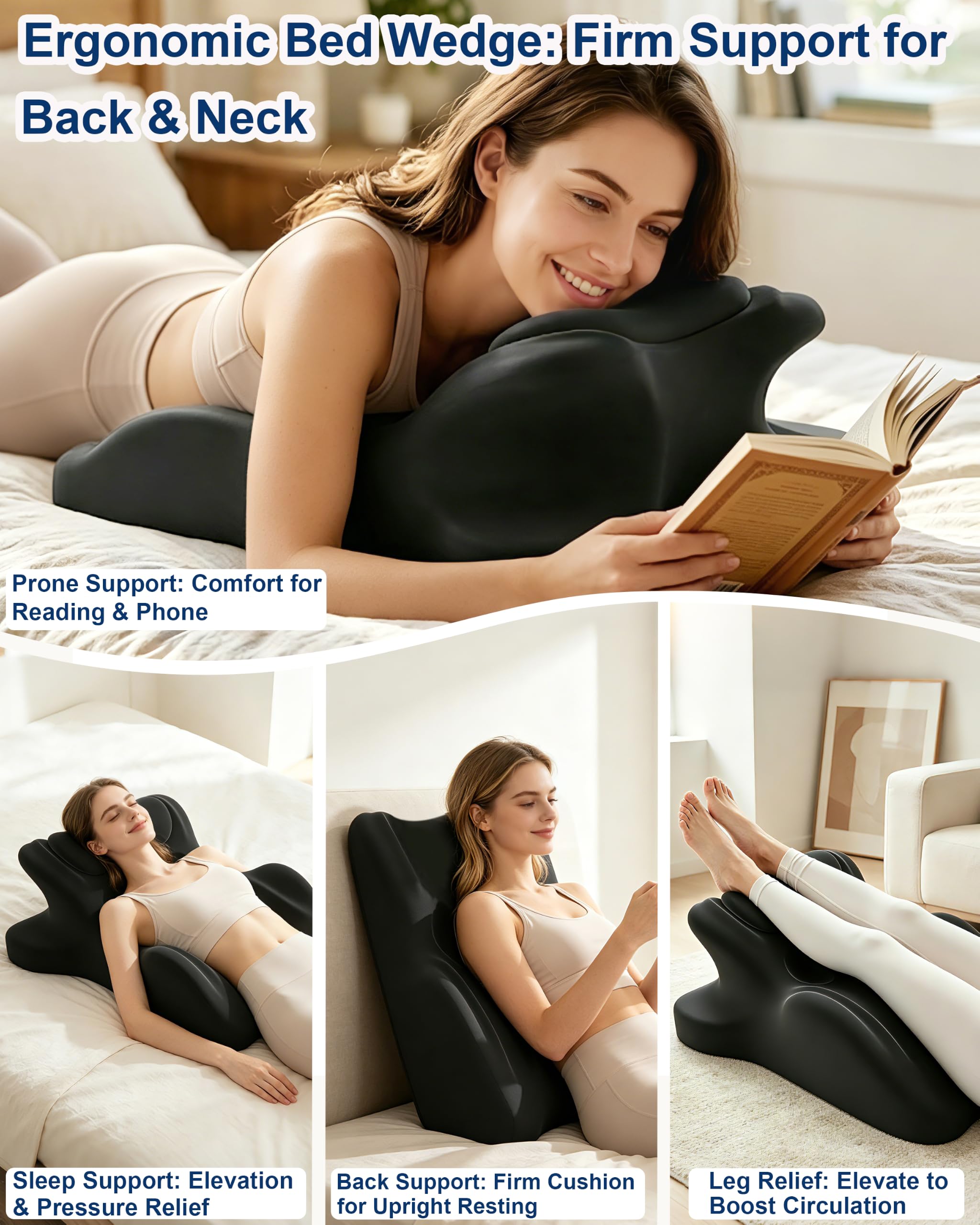 High-density memory foam wedge pillow contour for comfort