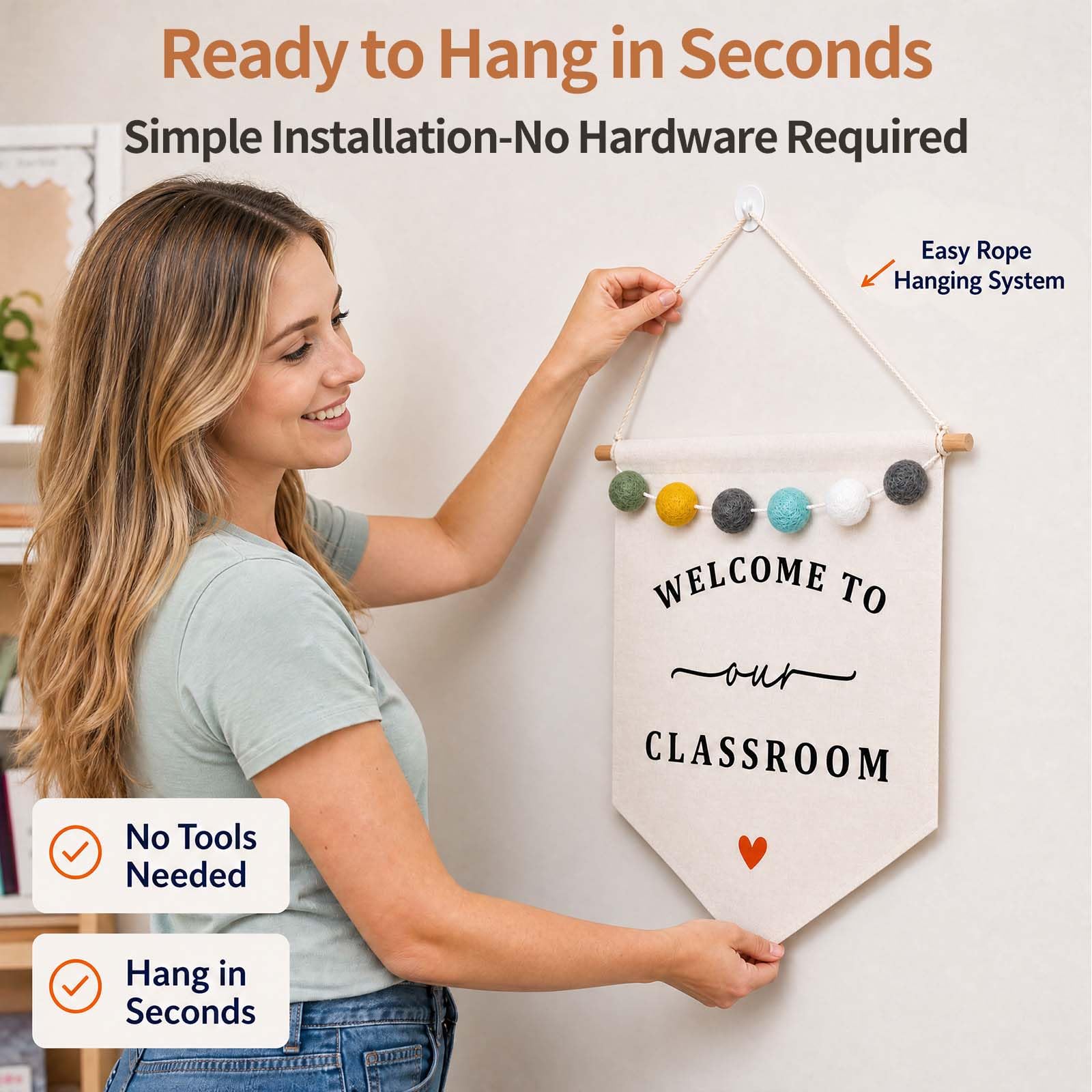 Lightweight classroom door sign for entrance walls