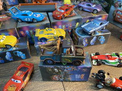 Toy car with alloy body and plastic chassis for durability