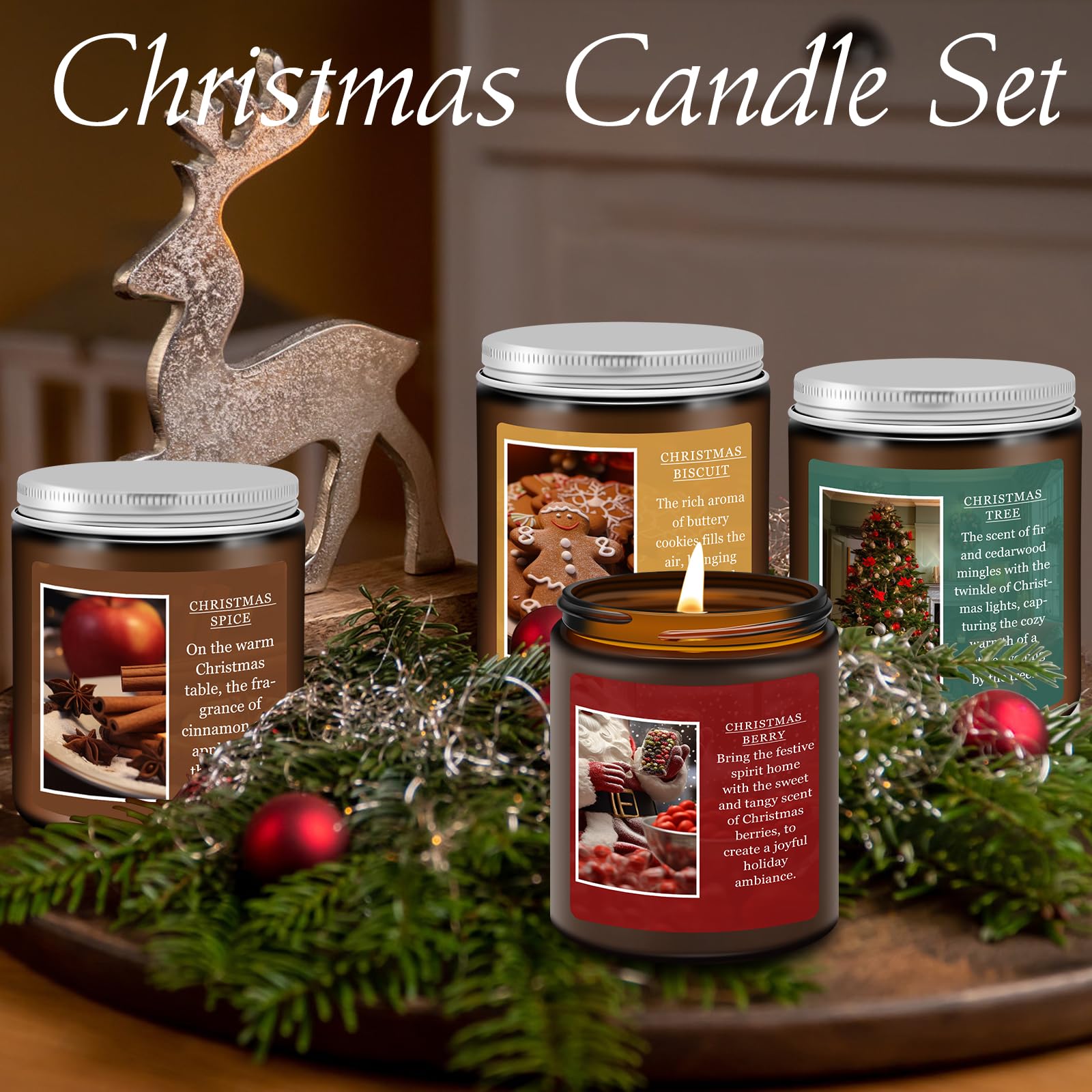 Homsolver Christmas scented candles gift set display