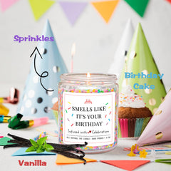 Gift for women candle with festive birthday label