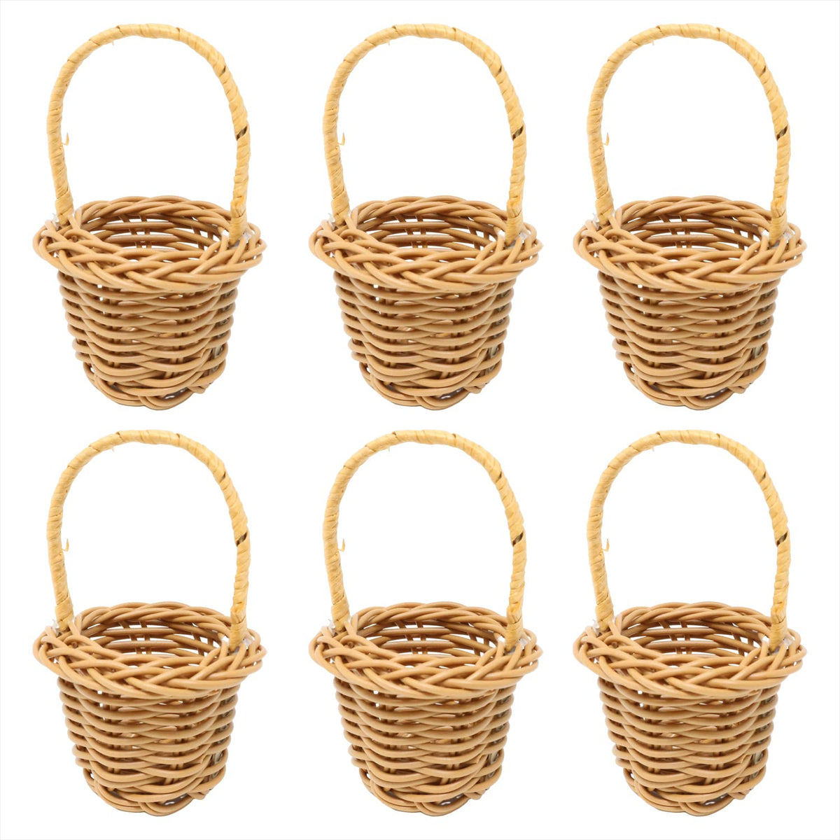 Honbay 6PCS miniature woven baskets with handles brown finish