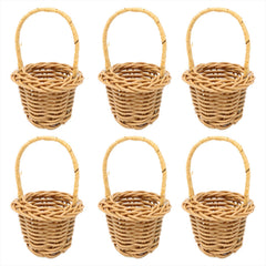 Honbay 6PCS miniature woven baskets with handles brown finish