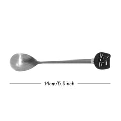 Honbay 2PCS Cute Cat Spoon Set white spoon for cat mug