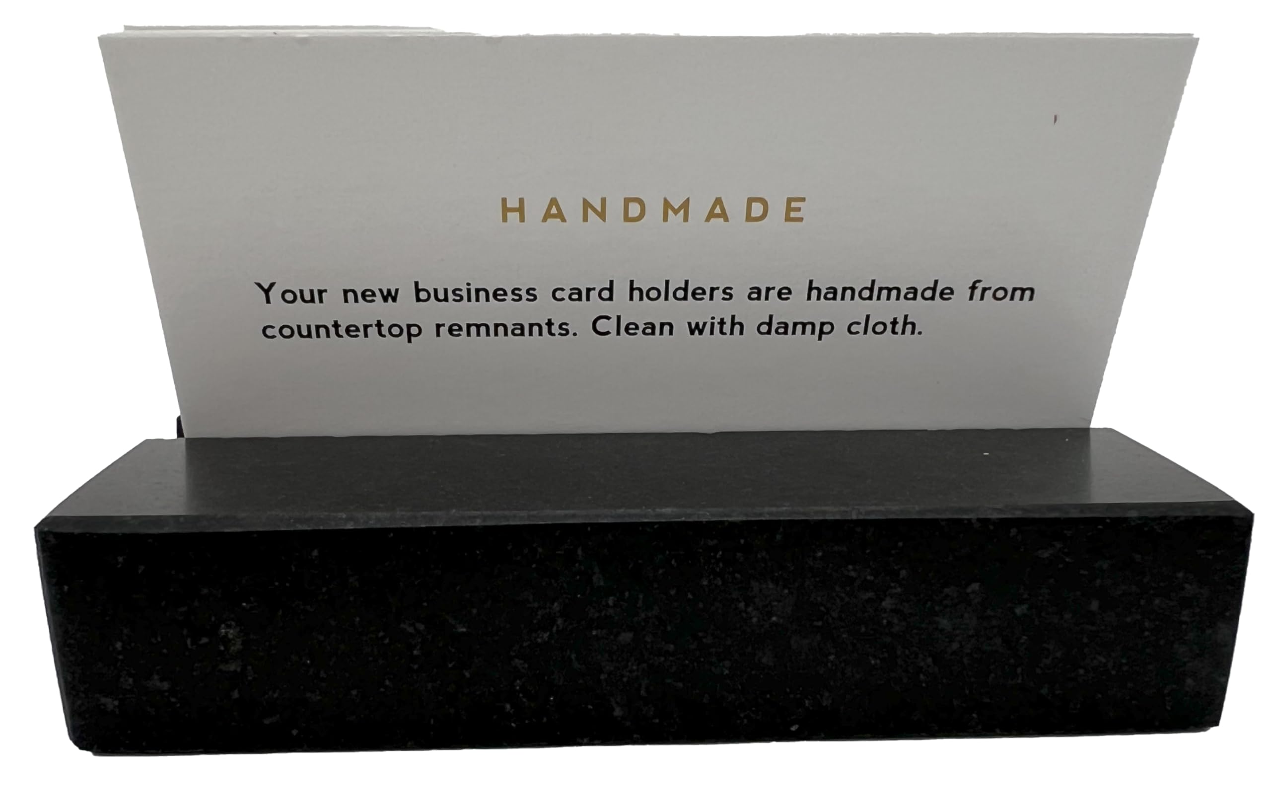 Office desk granite card stand on workspace