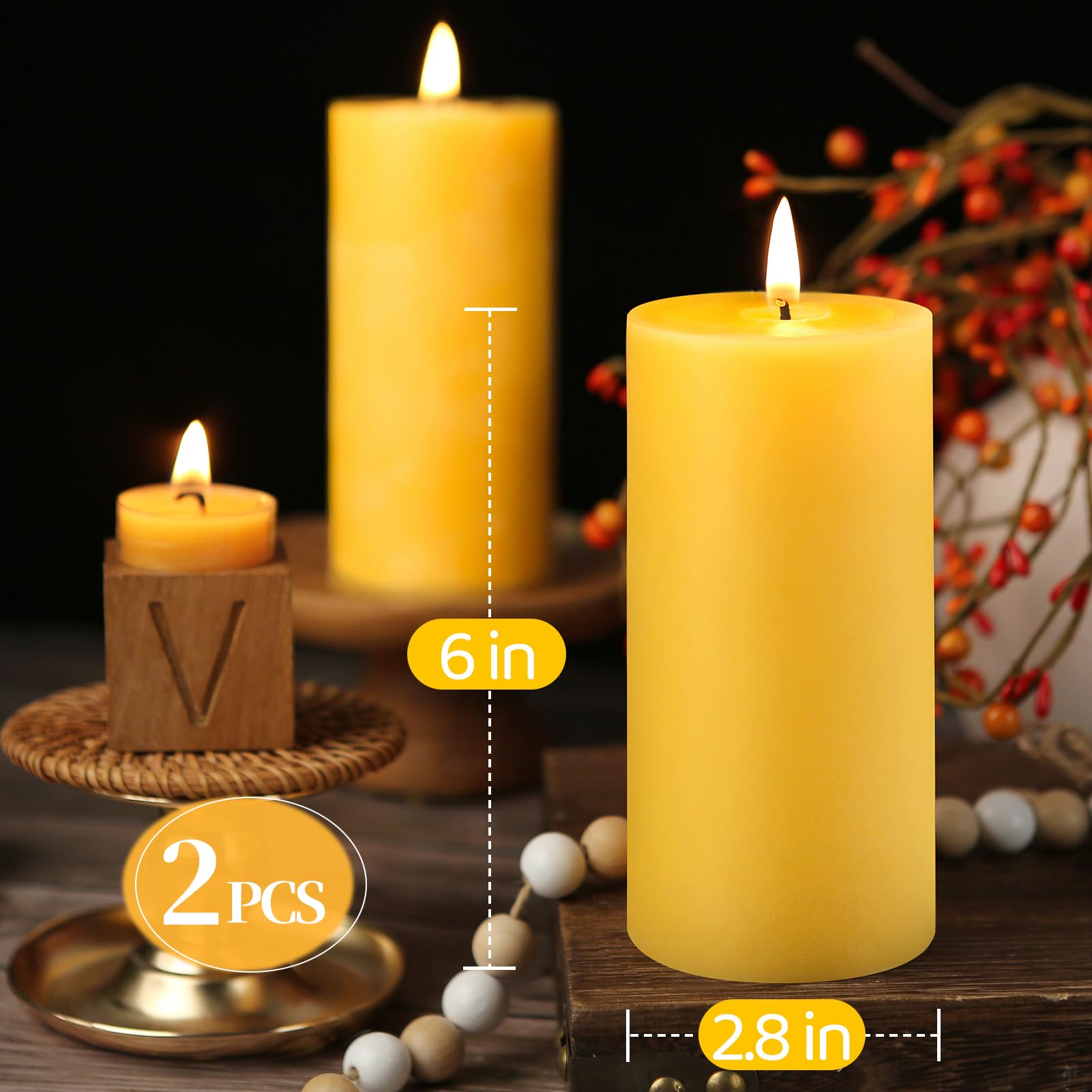 Honey scented natural beeswax candles for home decor