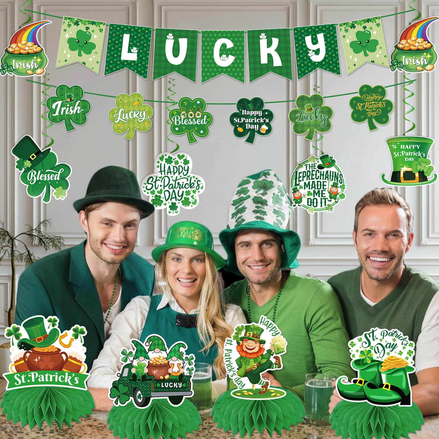 Honeycomb centerpiece pieces for Saint Patrick's Day decor