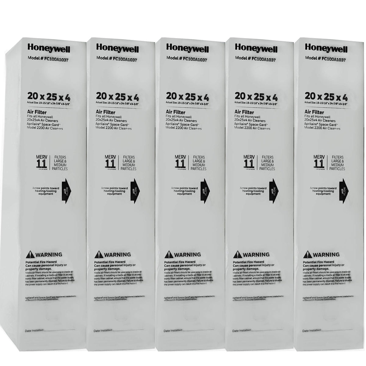 Honeywell FC100A1037-5 filter media 20x25 pack of 5