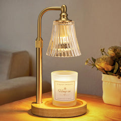 Hong-in candle warmer lamp with timer on wooden base