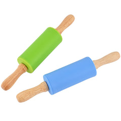 Honglida mini silicone rolling pin for kids with wood handle image 1