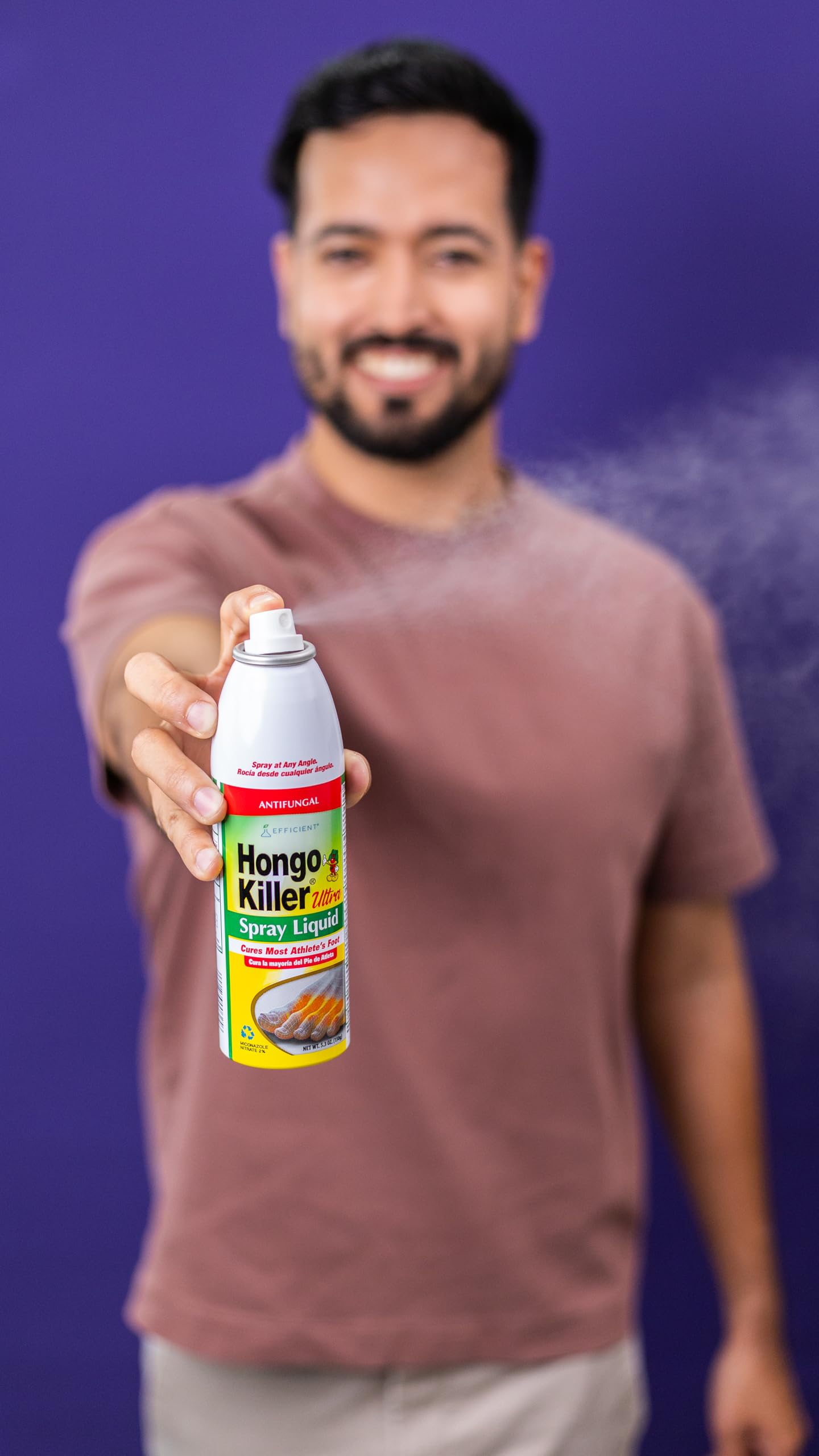 Front view of Hongo Killer antifungal spray bottle