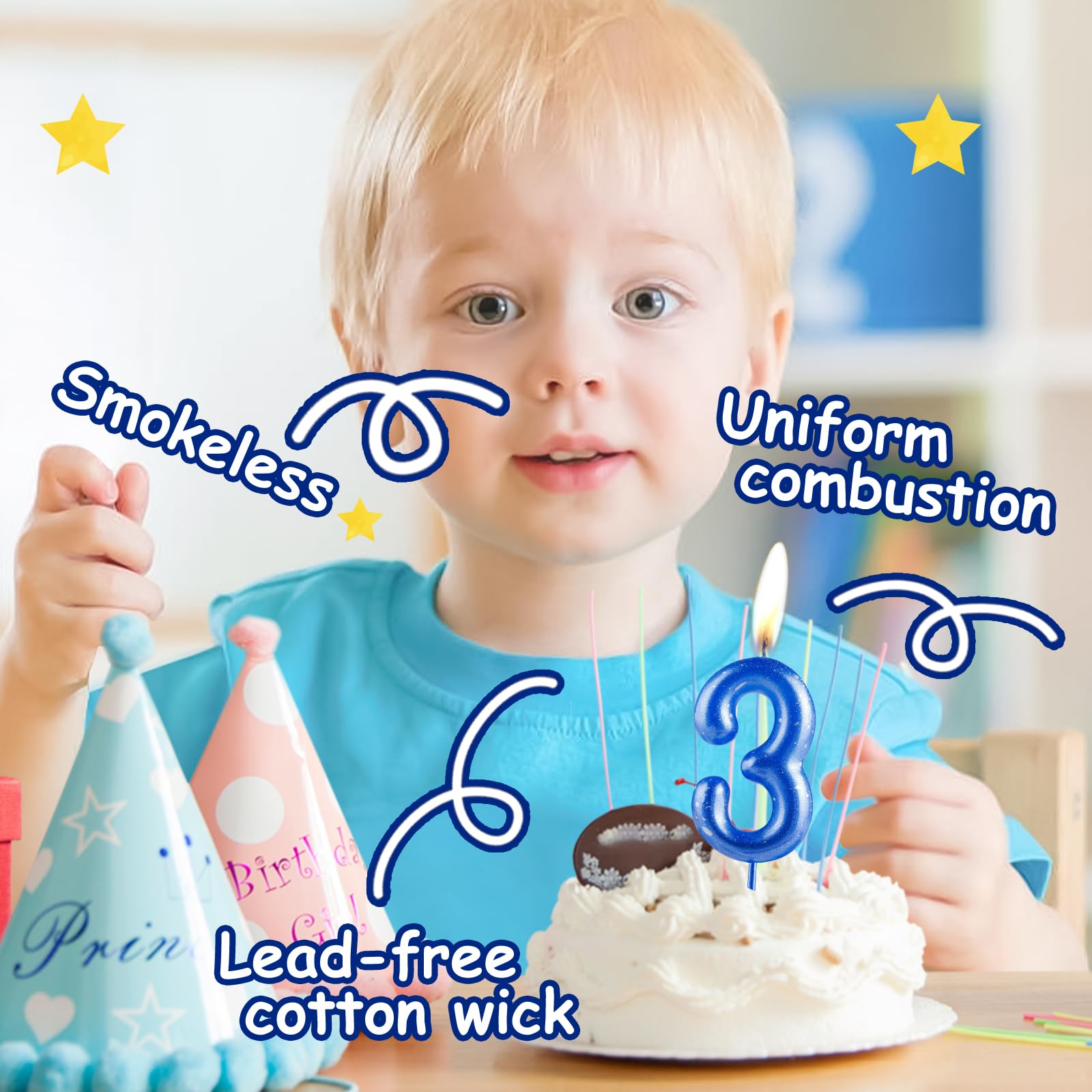 Hongplus cake topper candles for blue themed celebrations