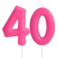 Hongplus Macaron hot pink 40 candle on cake