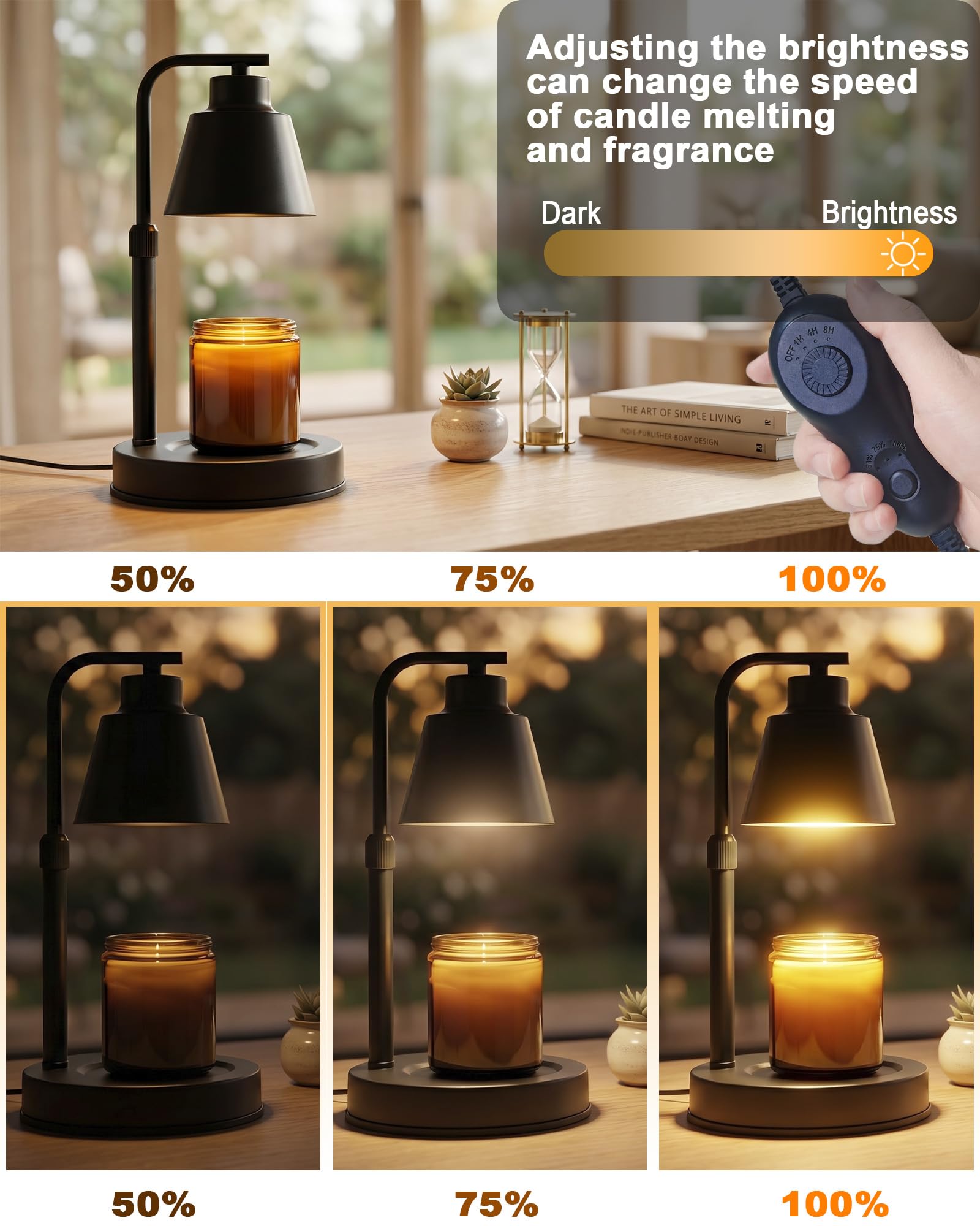 HONGZZI flameless candle warmer lamp black with backup bulbs