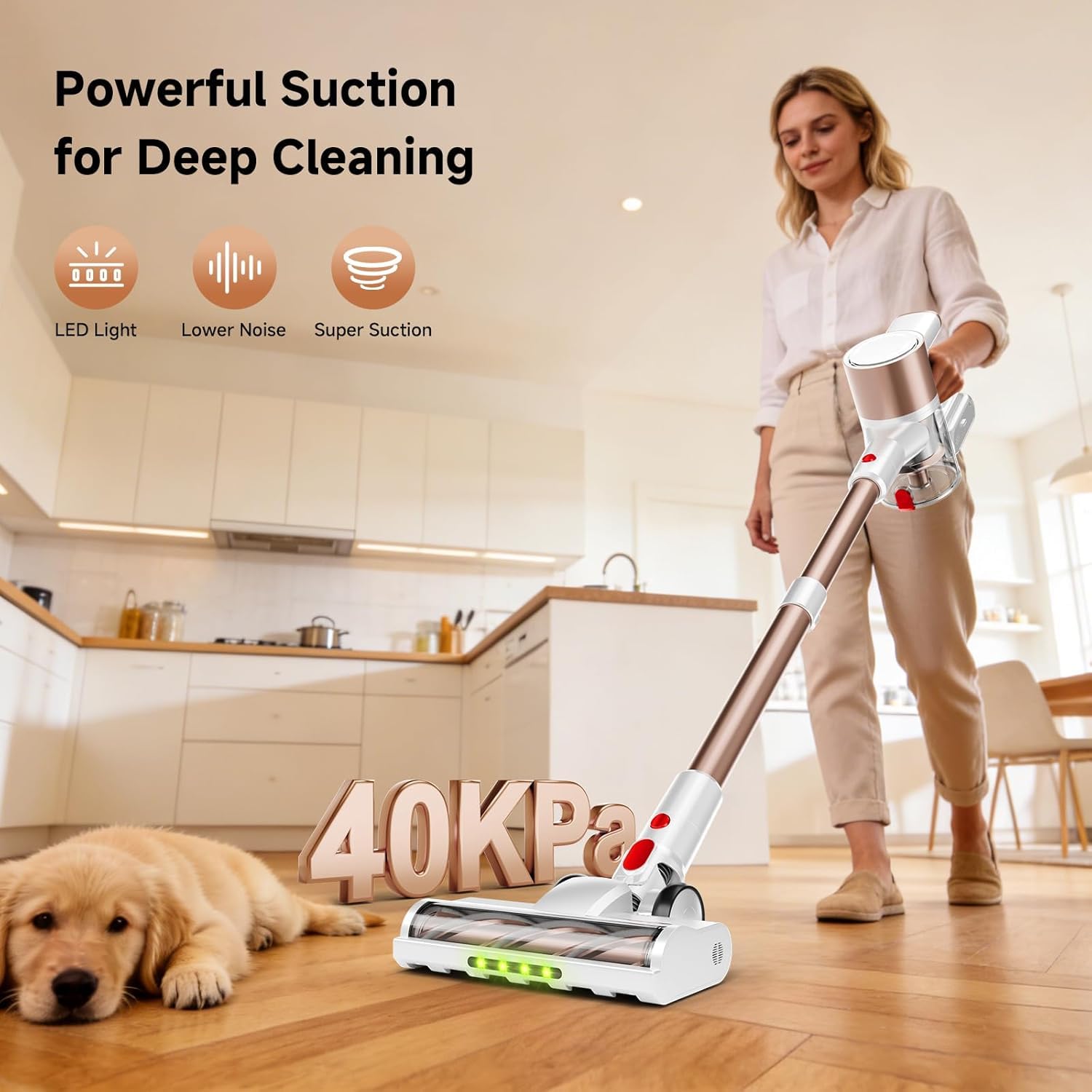 Honki cordless vacuum cleaner LED display close up