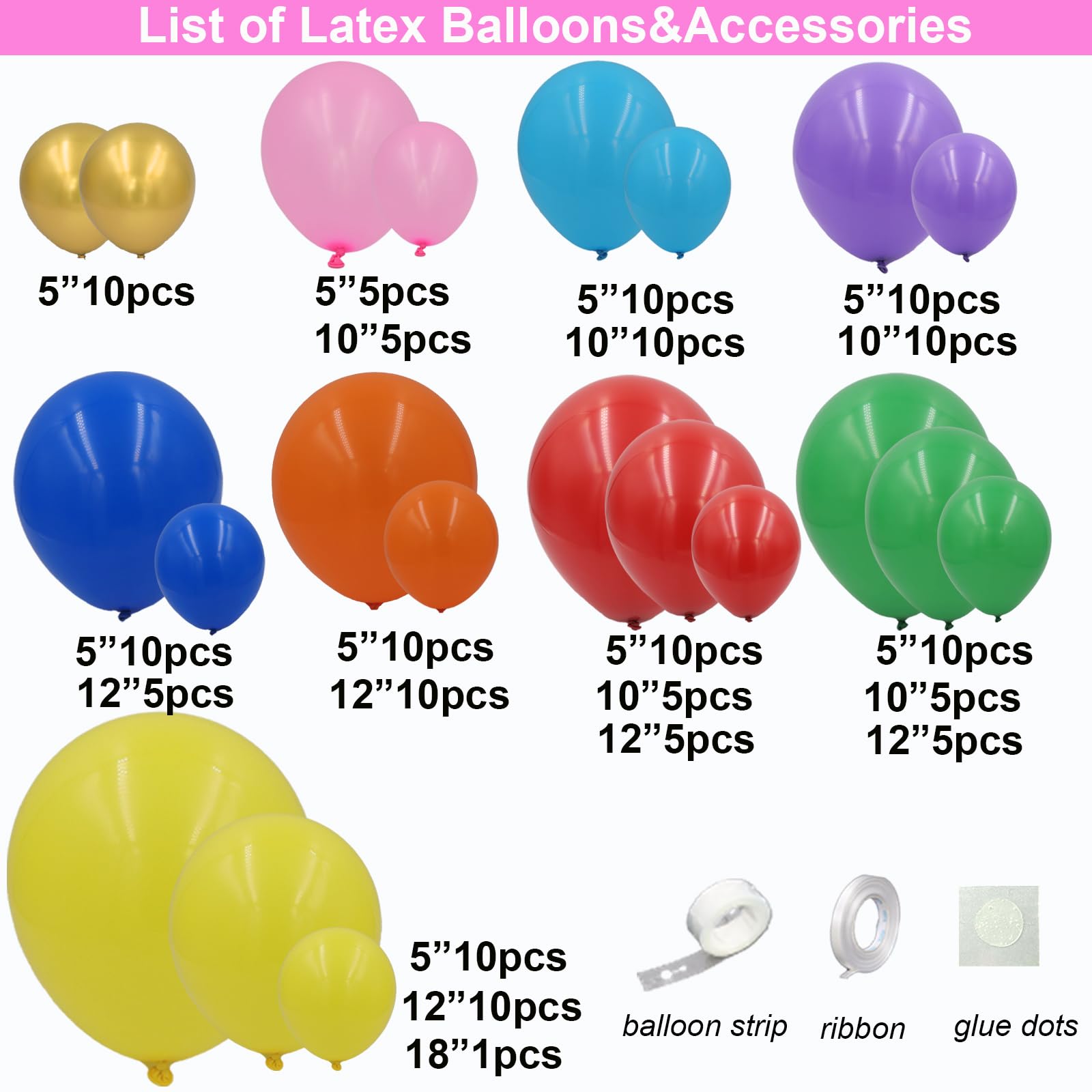 159pcs balloon arch kit latex and foil balloons