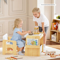 Side compartment with crayons and small books on HOOBRO set