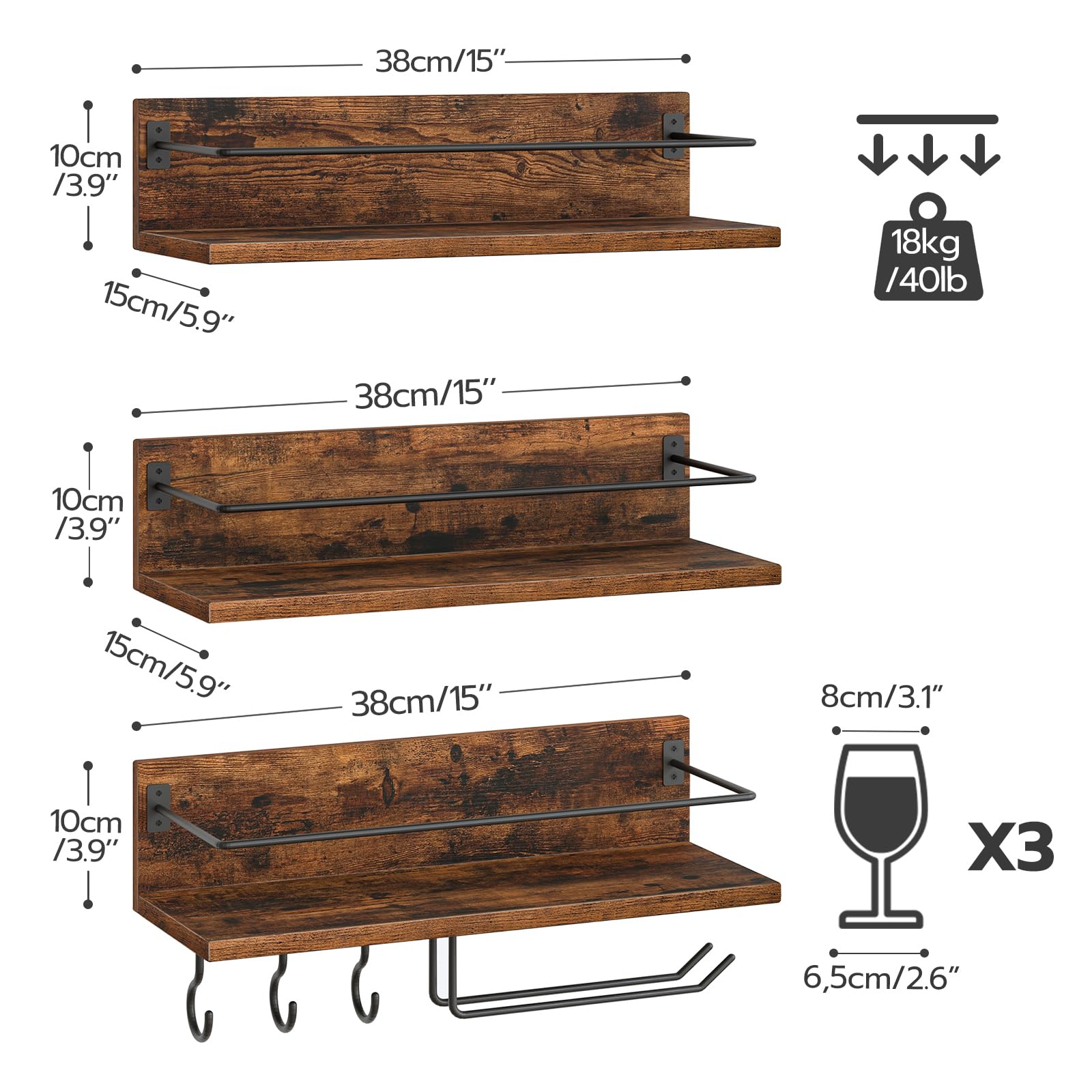 Wine glass rack with stemware hooks on HOOBRO rack