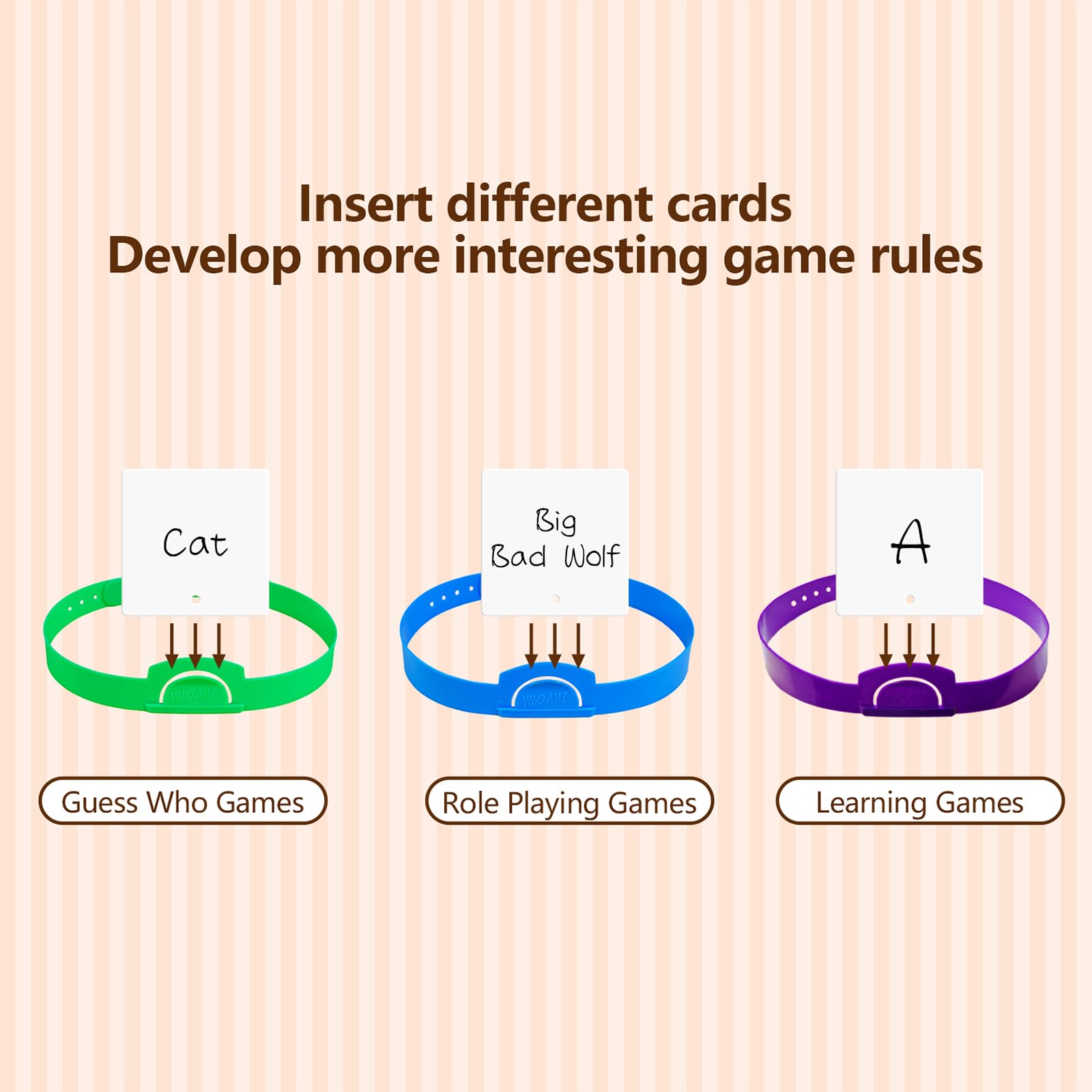 Educational letters on forehead cards for learning
