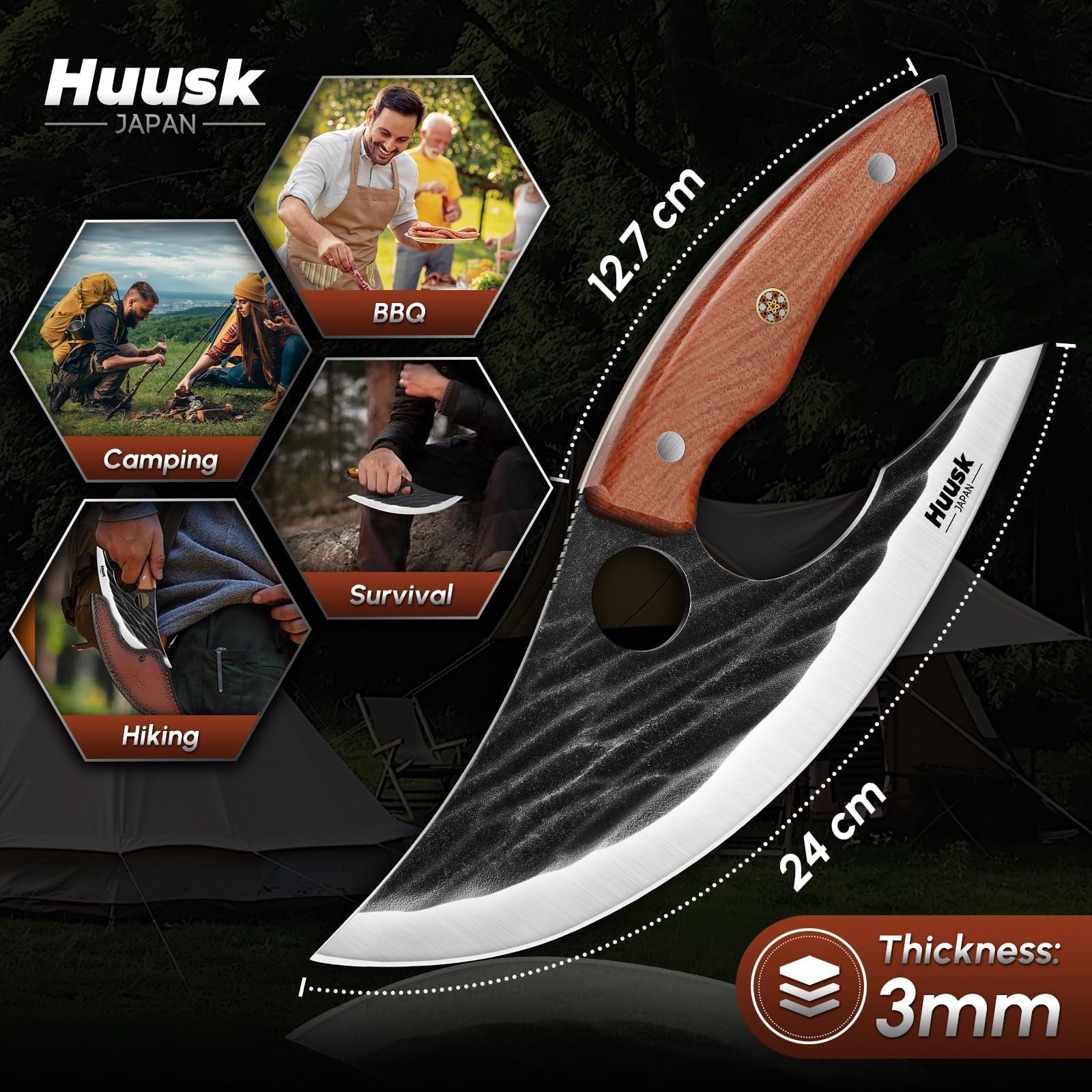 Hooked blade design ulu knife