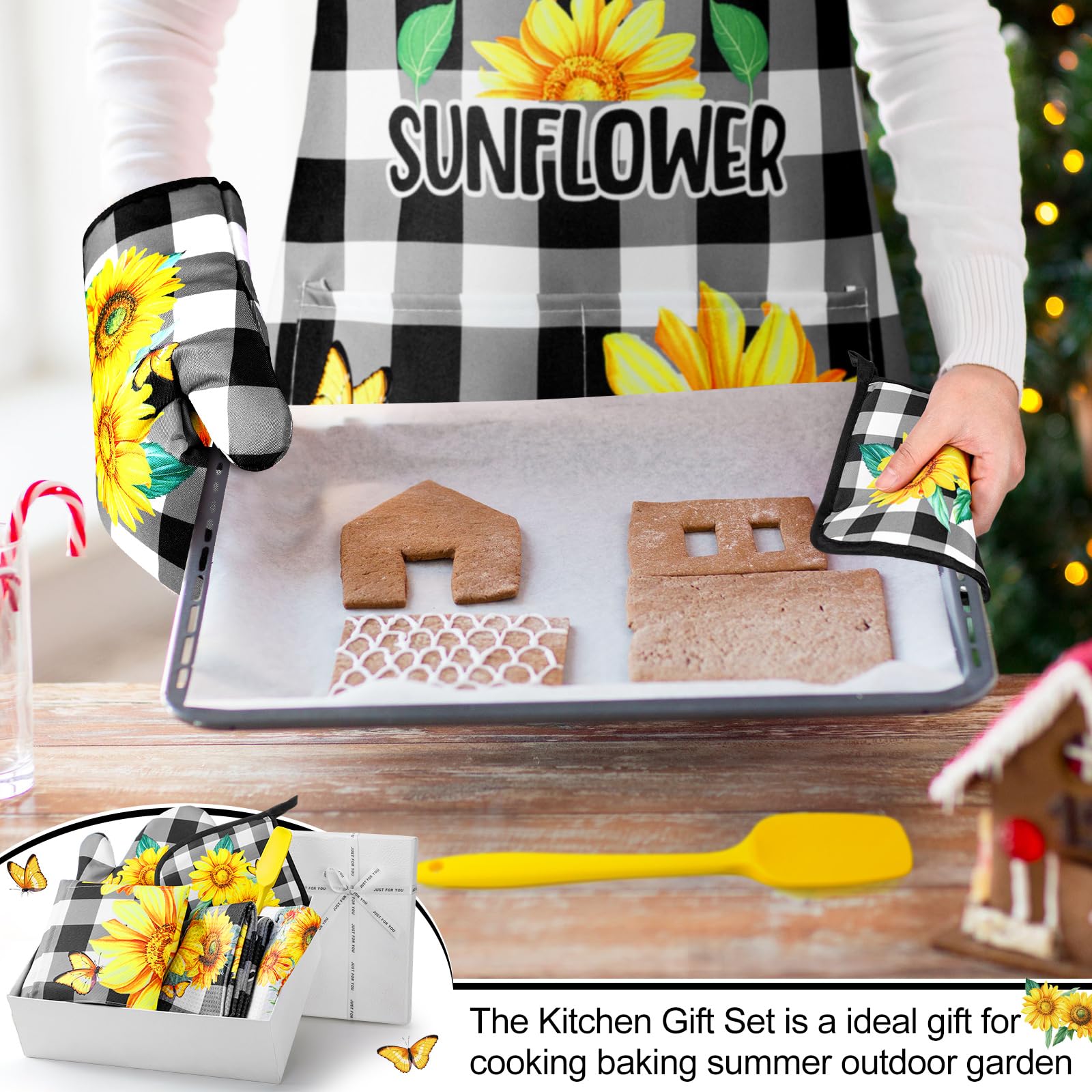 Hoolerry 6 Pcs Sunflower Kitchen Accessories gift set packaging