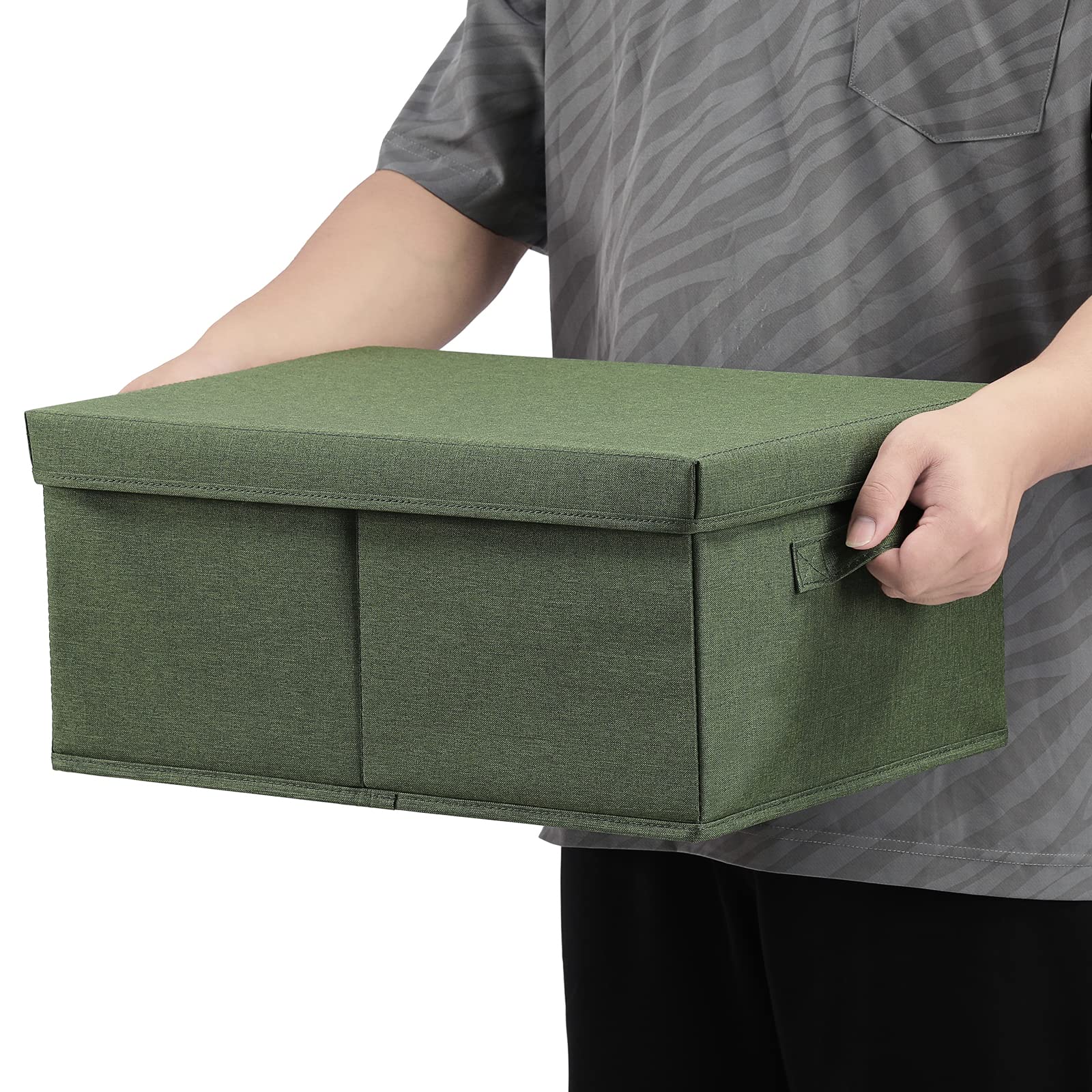 24L capacity HOONEX storage bin in olive color
