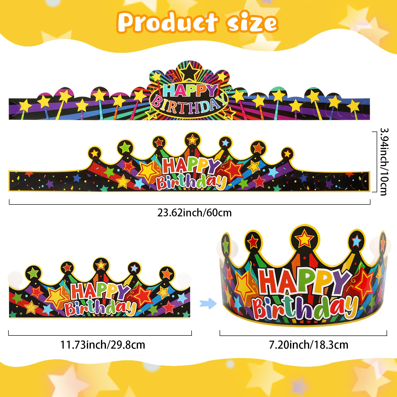 60 x 10 cm cardboard crowns with waterproof film