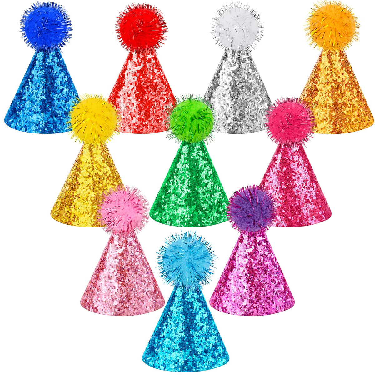 Hooqict mini party hats for stuffed animals assorted colors