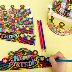 Birthday crowns shown for home and office party decor