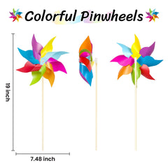 12 pack rainbow pinwheels for garden display