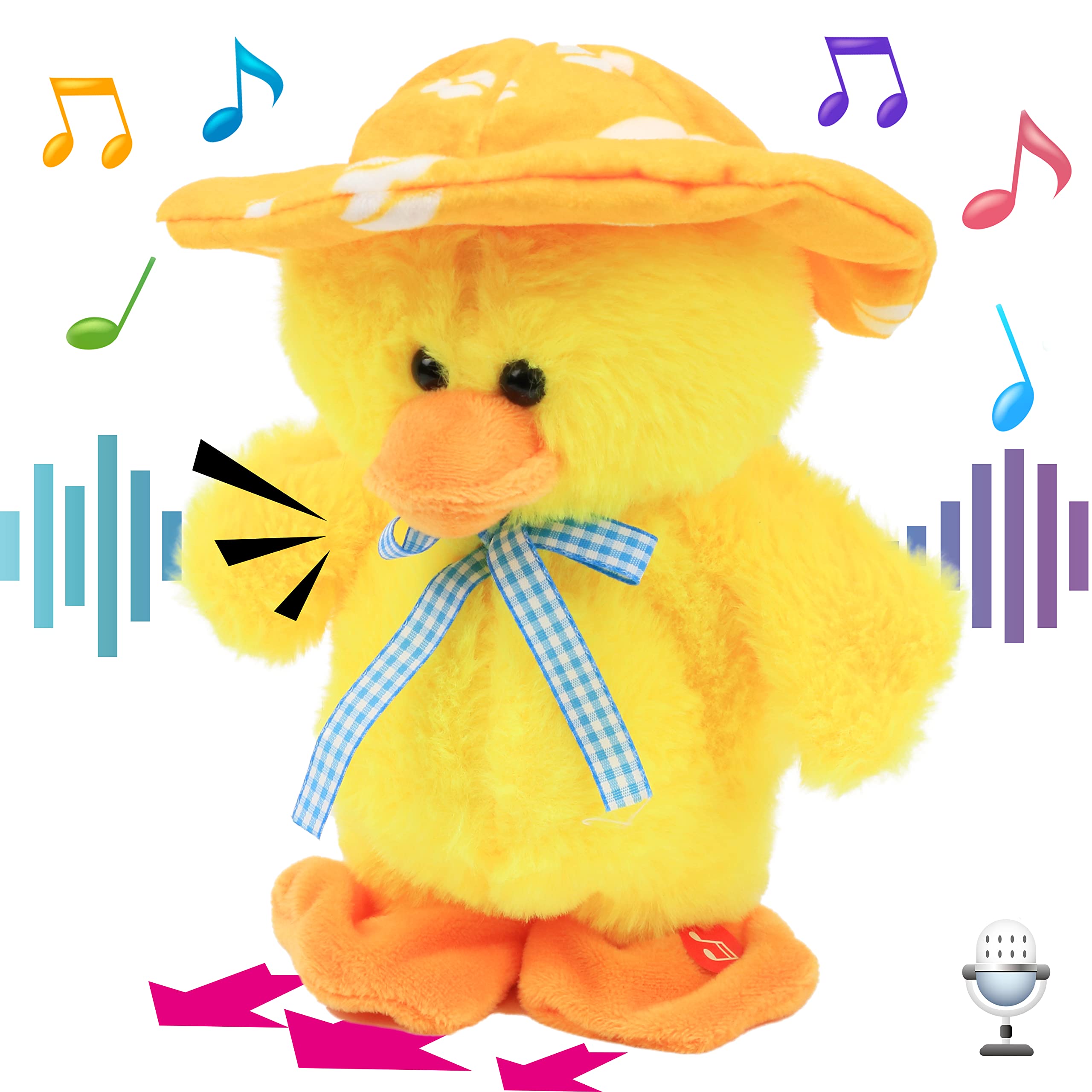 Hopearl talking singing duck toy 8in yellow