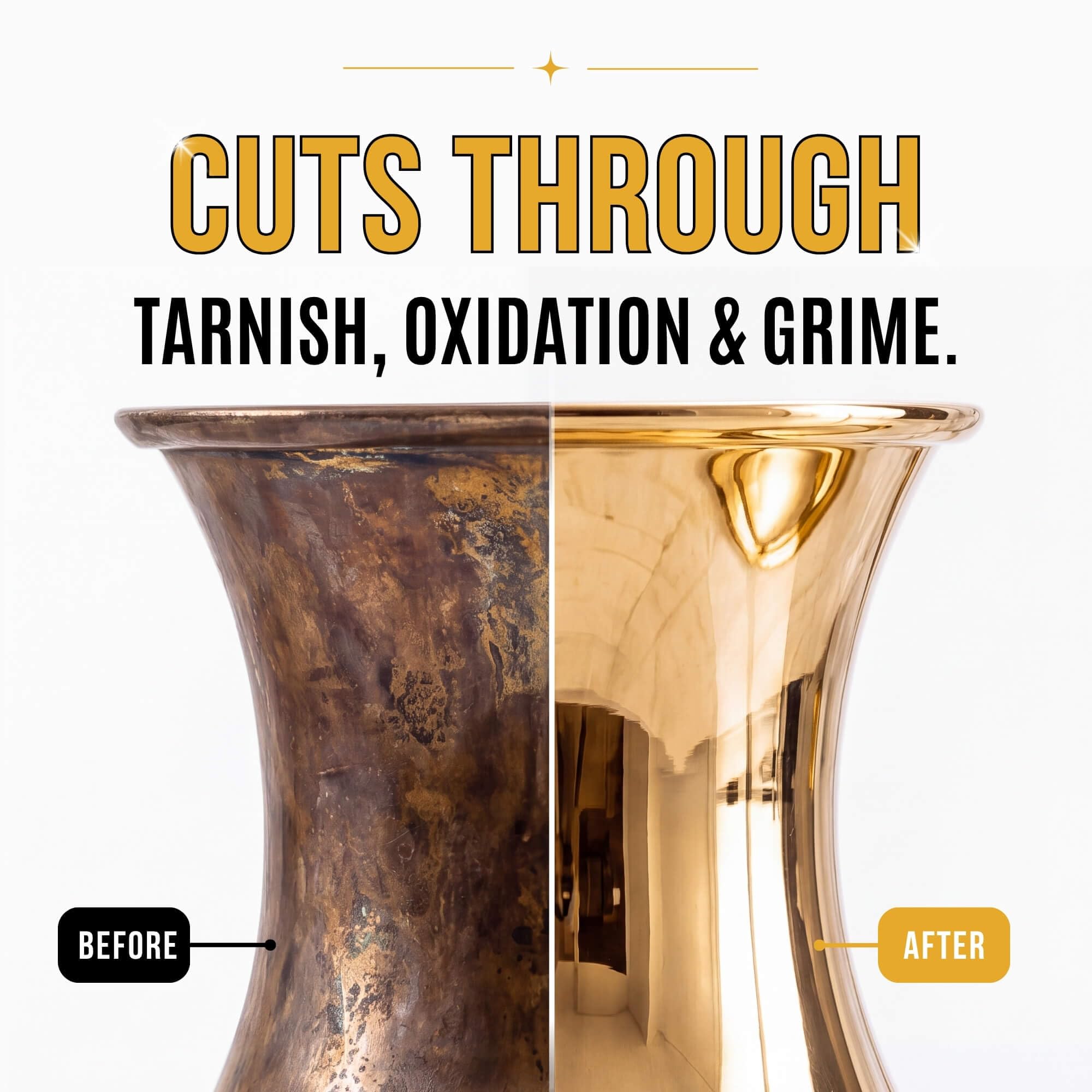 Untreated brass surface being polished