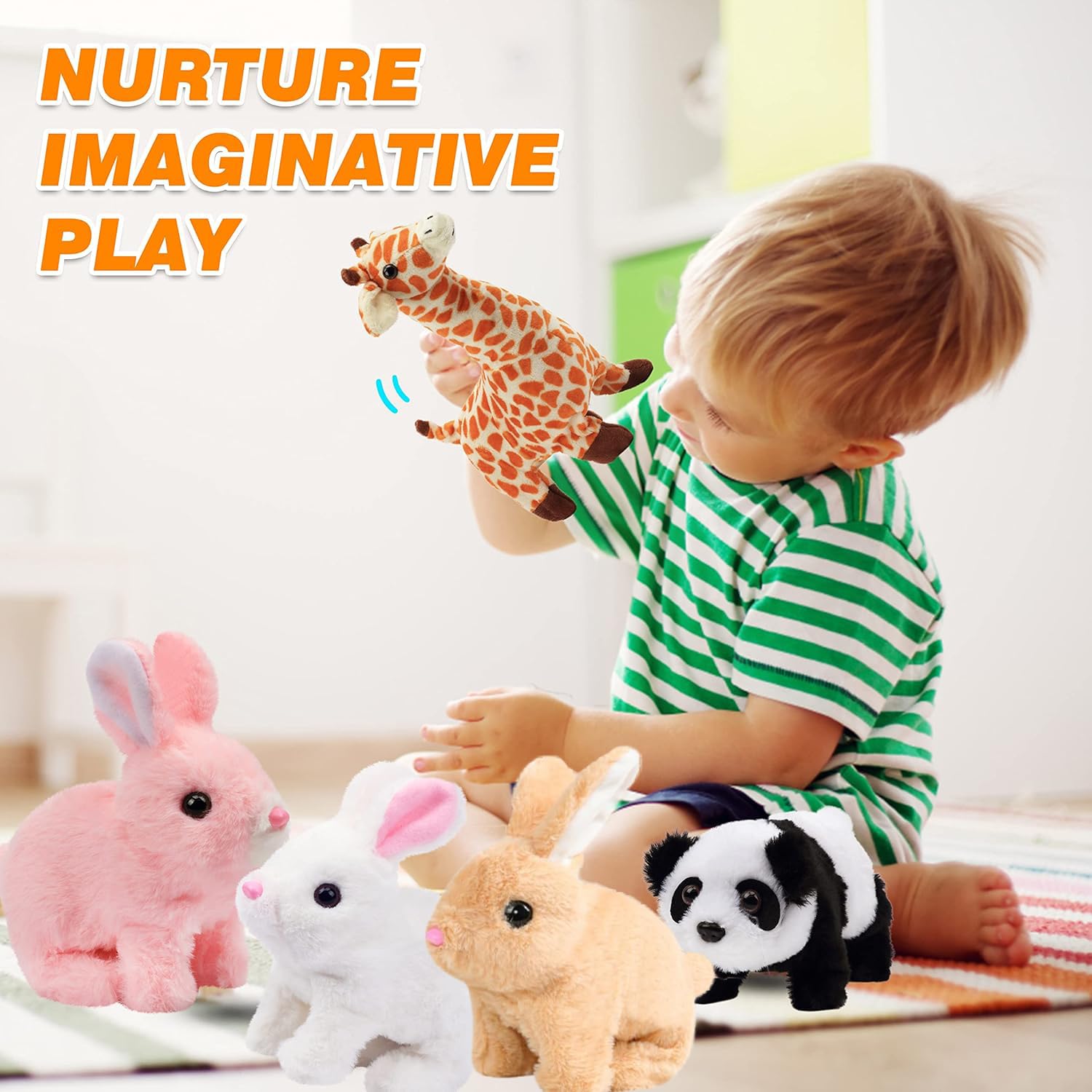 Hopping bunny toy walking with sound feature